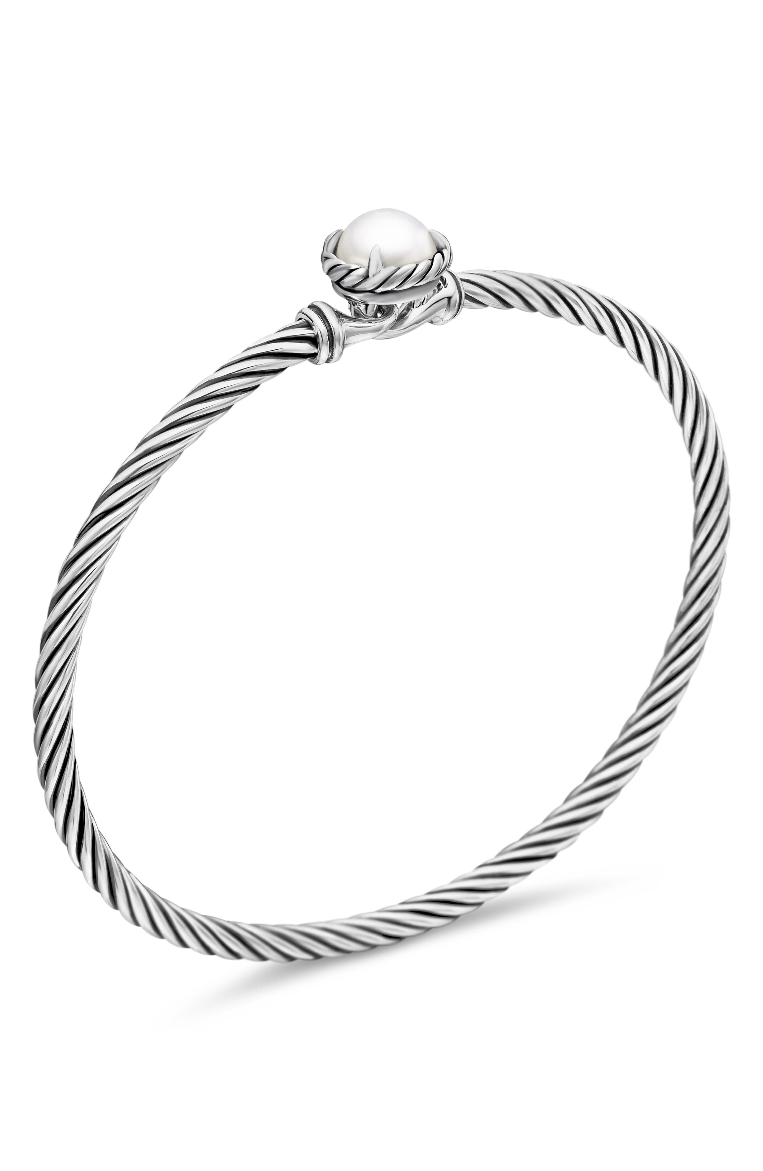 David Yurman Petite Chatelaine® Bracelet in Sterling Silver with Semiprecious Stone, 3mm in Pearl at - 5