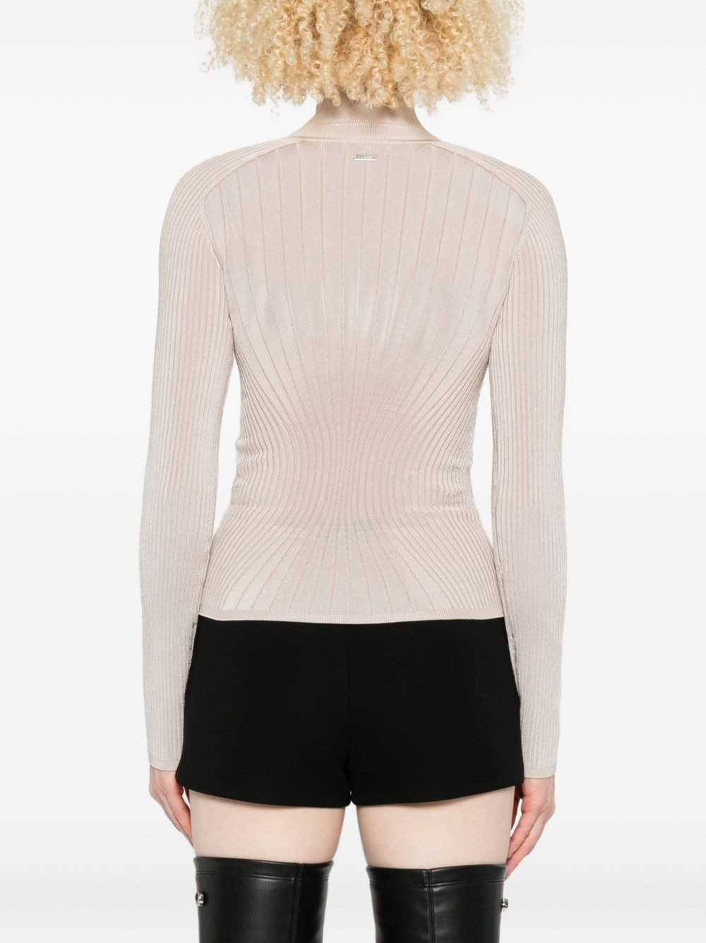 ribbed zip-front sweater - 4