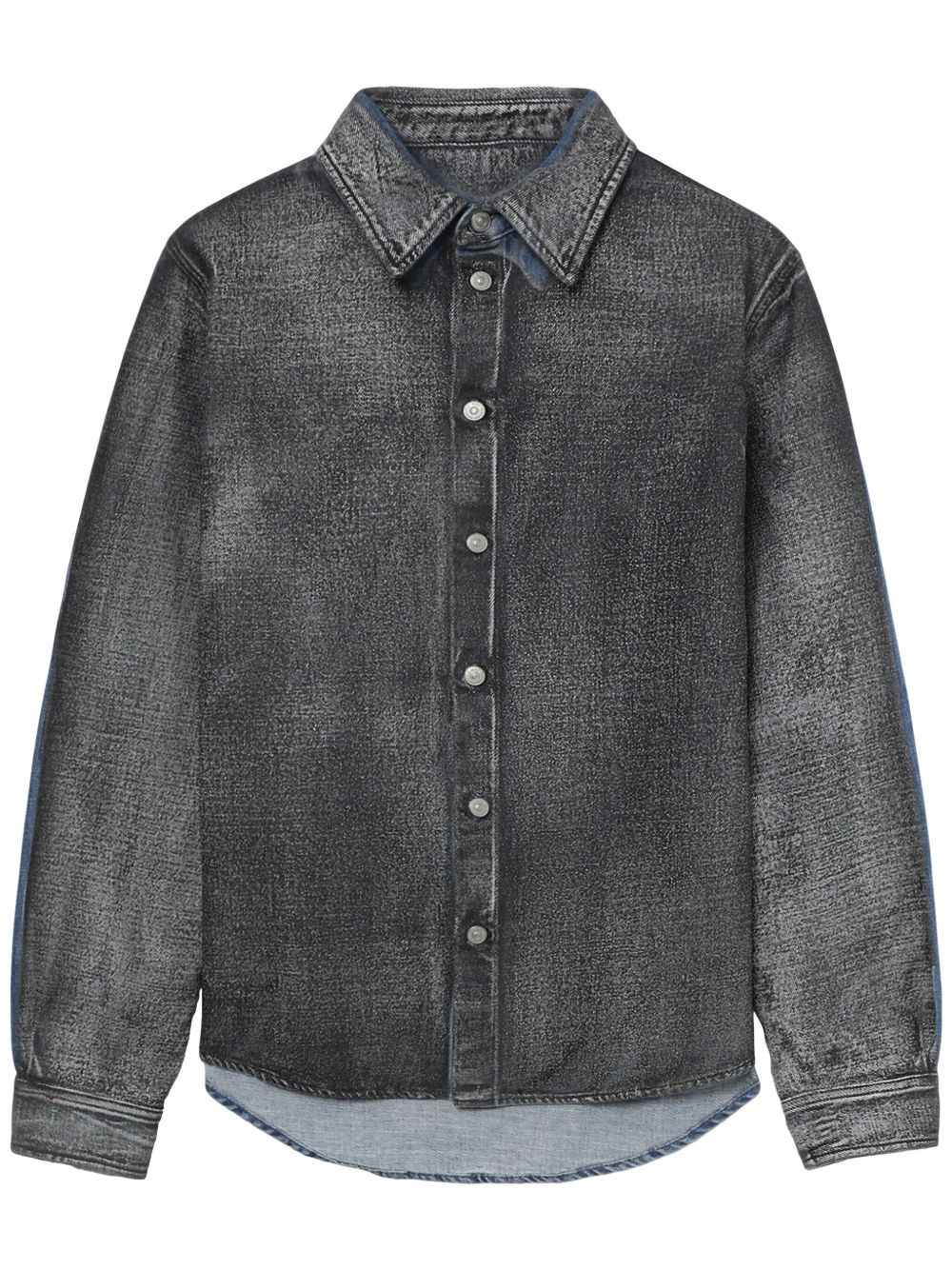 distressed panelled denim shirt - 2