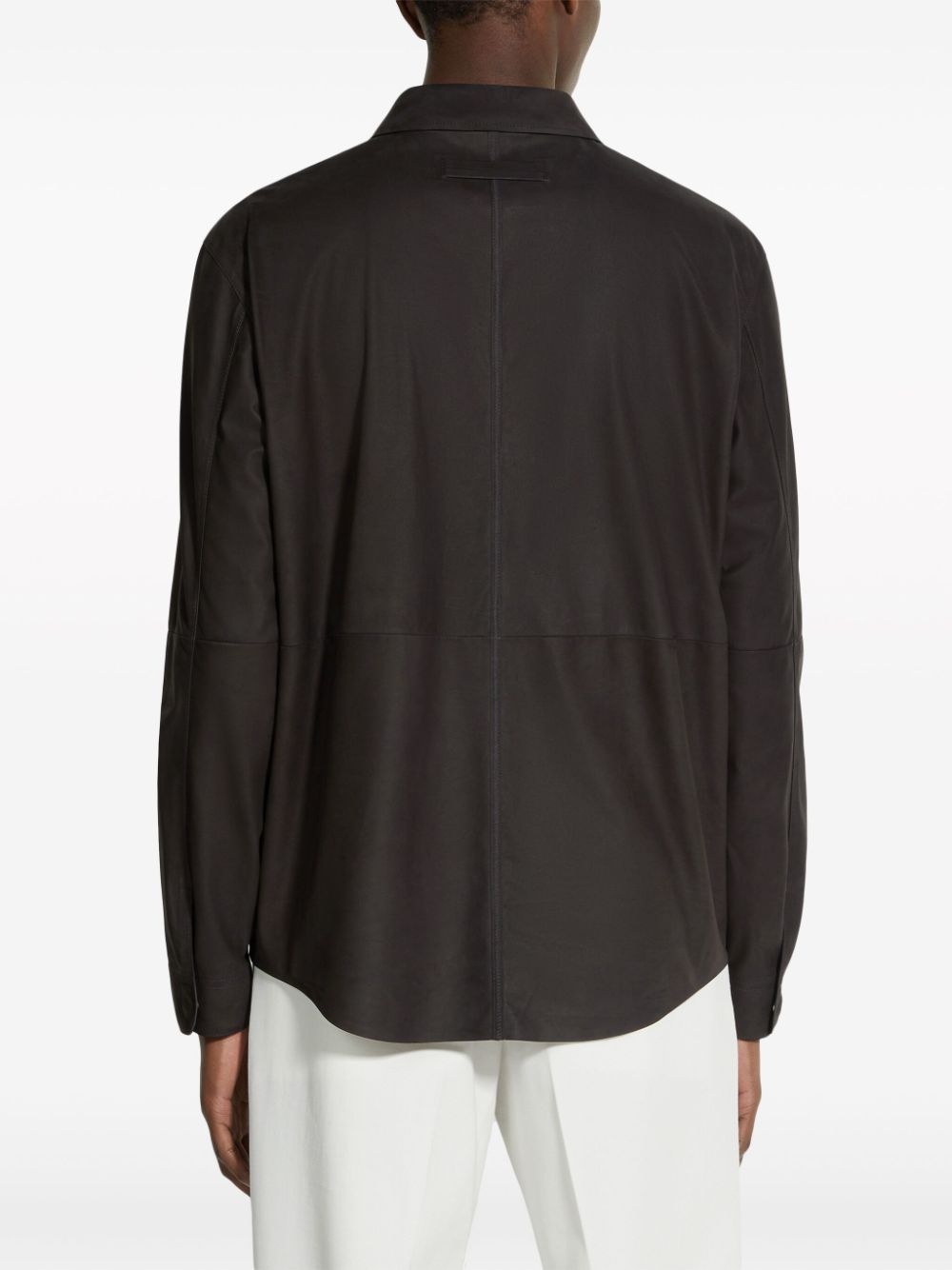 SECONDSKIN zip-front nubuck overshirt - 4