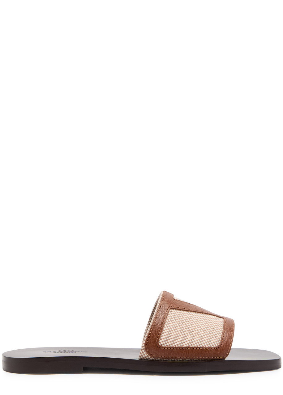 Valentino Garavani Viva Vlogo Leather Sliders - 1