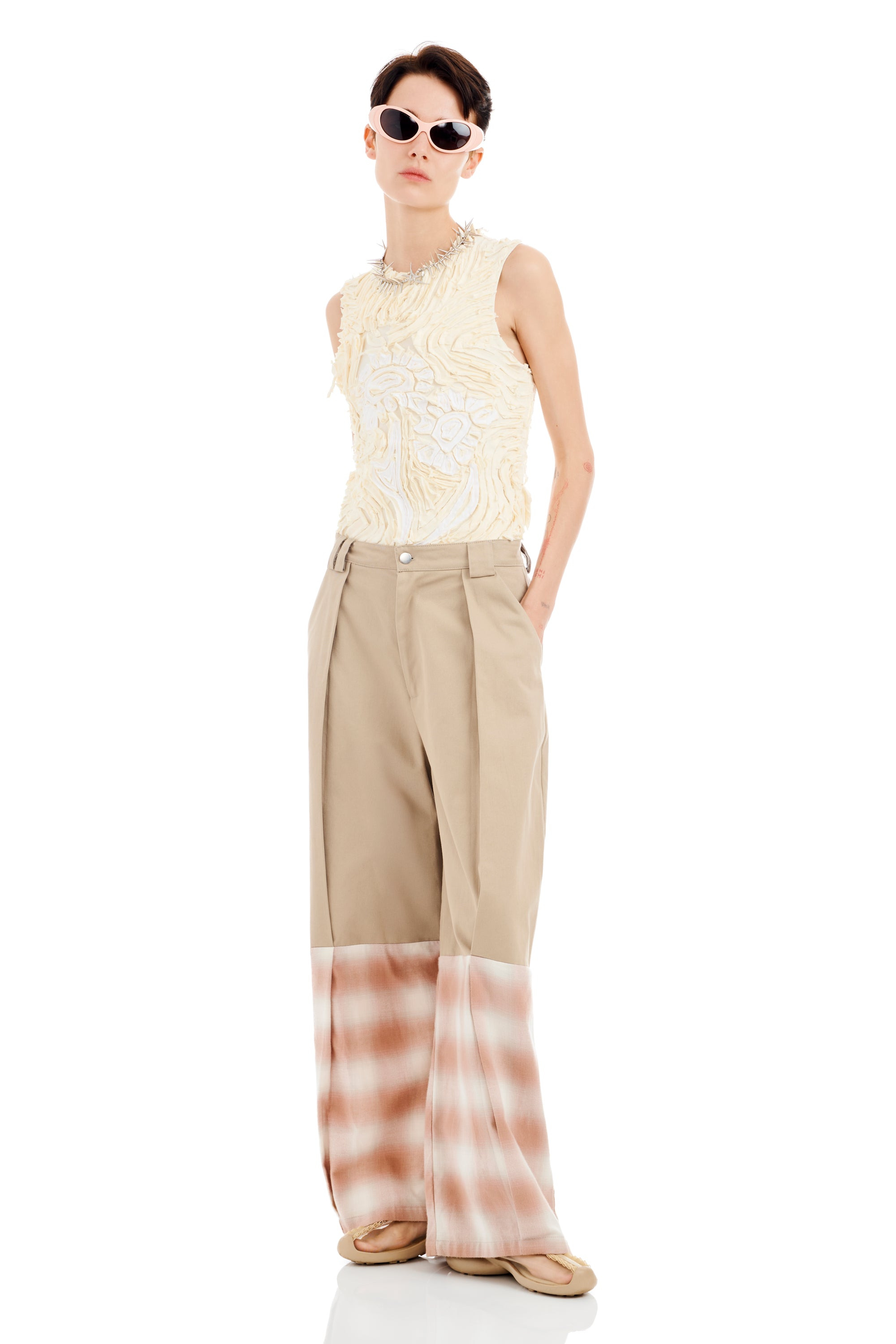 SAND AND PEACH PLAID CEDAR PANT - 6