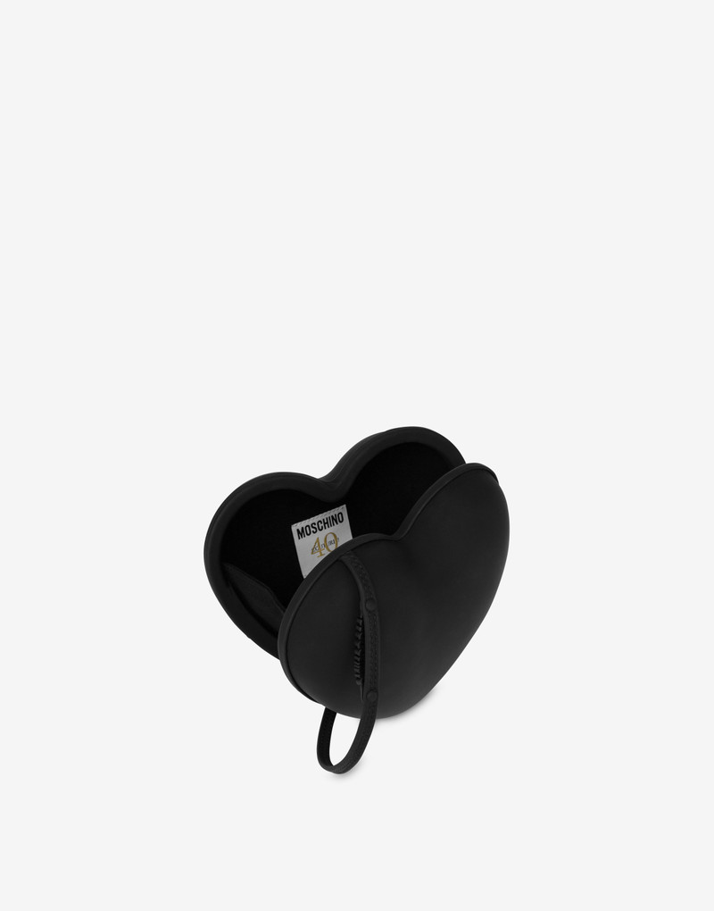 RUBBERISED NAPPA LEATHER MOSCHINO HEARTBEAT BAG 3
