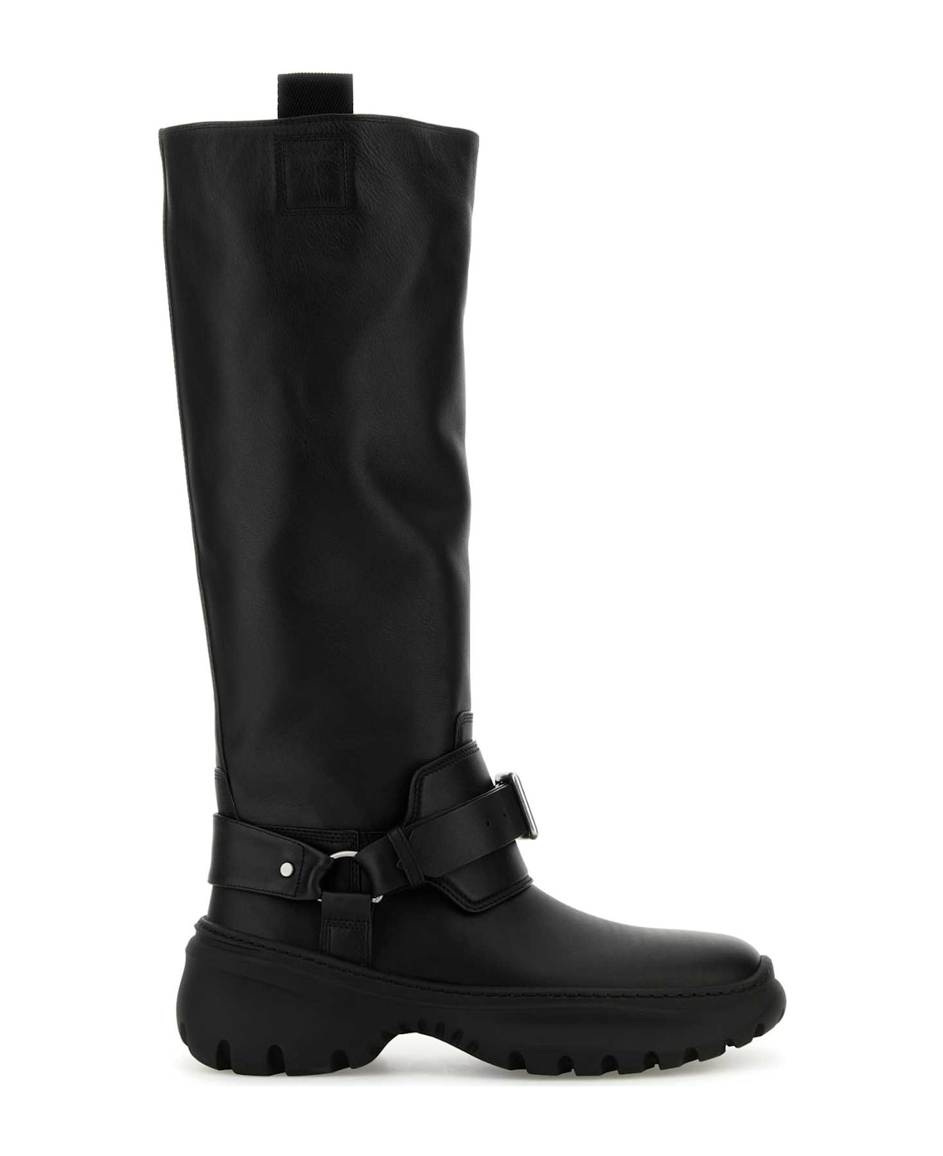 Black Leather Stomp Boots - 1