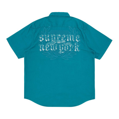 Supreme Supreme Croc Patch Short-Sleeve Work Shirt 'Teal' outlook