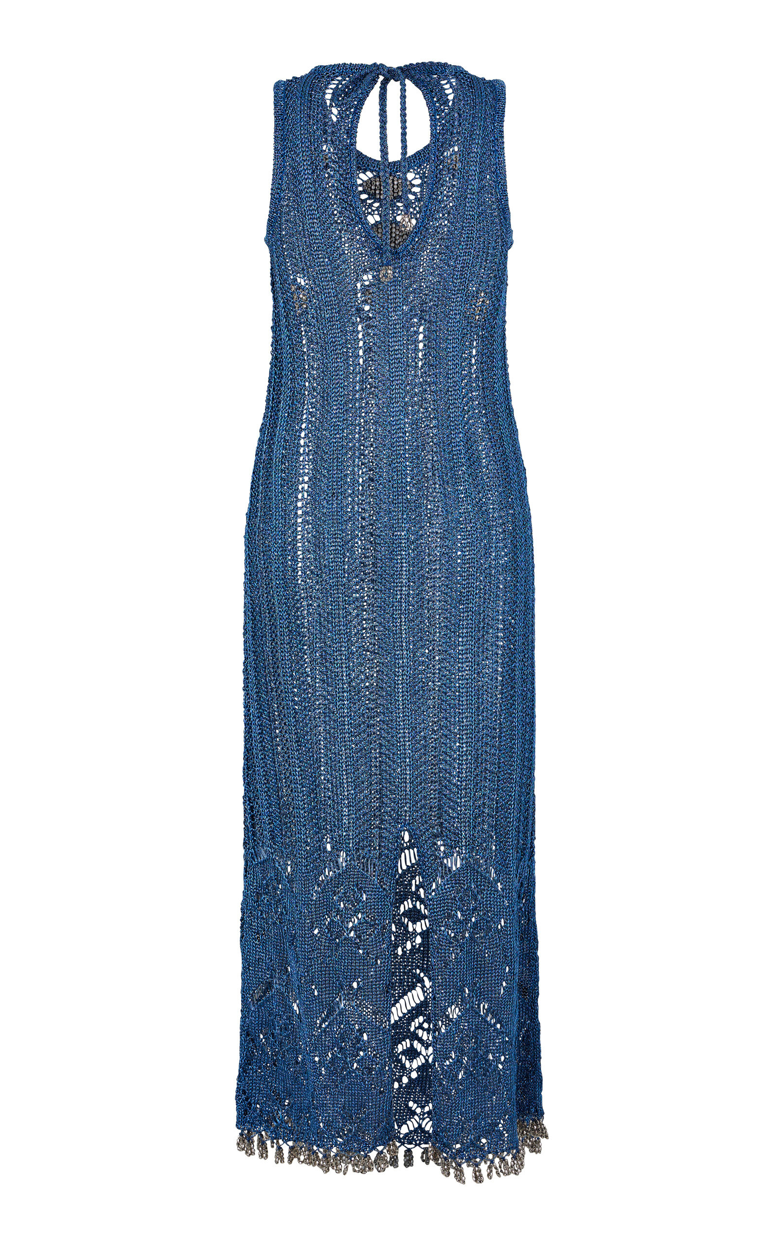 Embellished Metallic Knit Midi Dress turquoise - 3