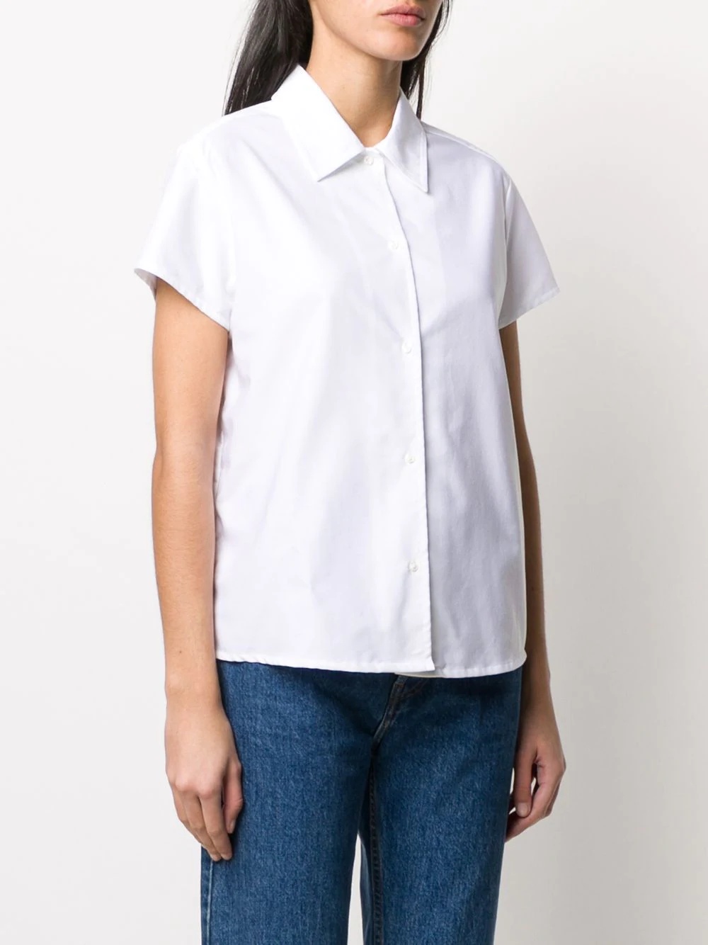 pointed collar short-sleeved shirt - 3