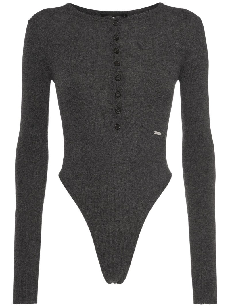 Buttoned knit wool bodysuit - 1