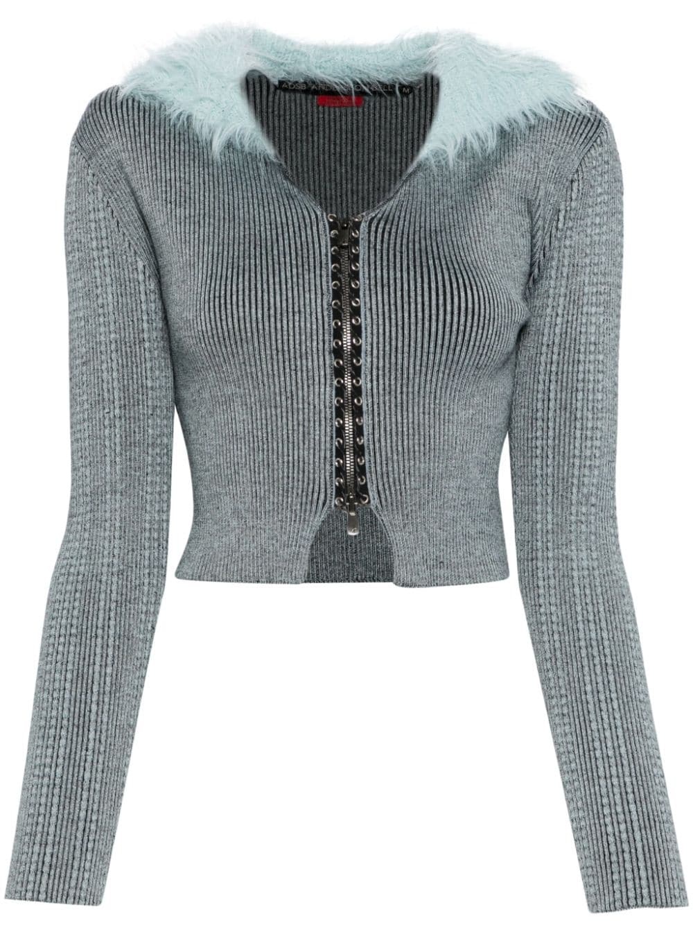 lace up knit cardigan - 1