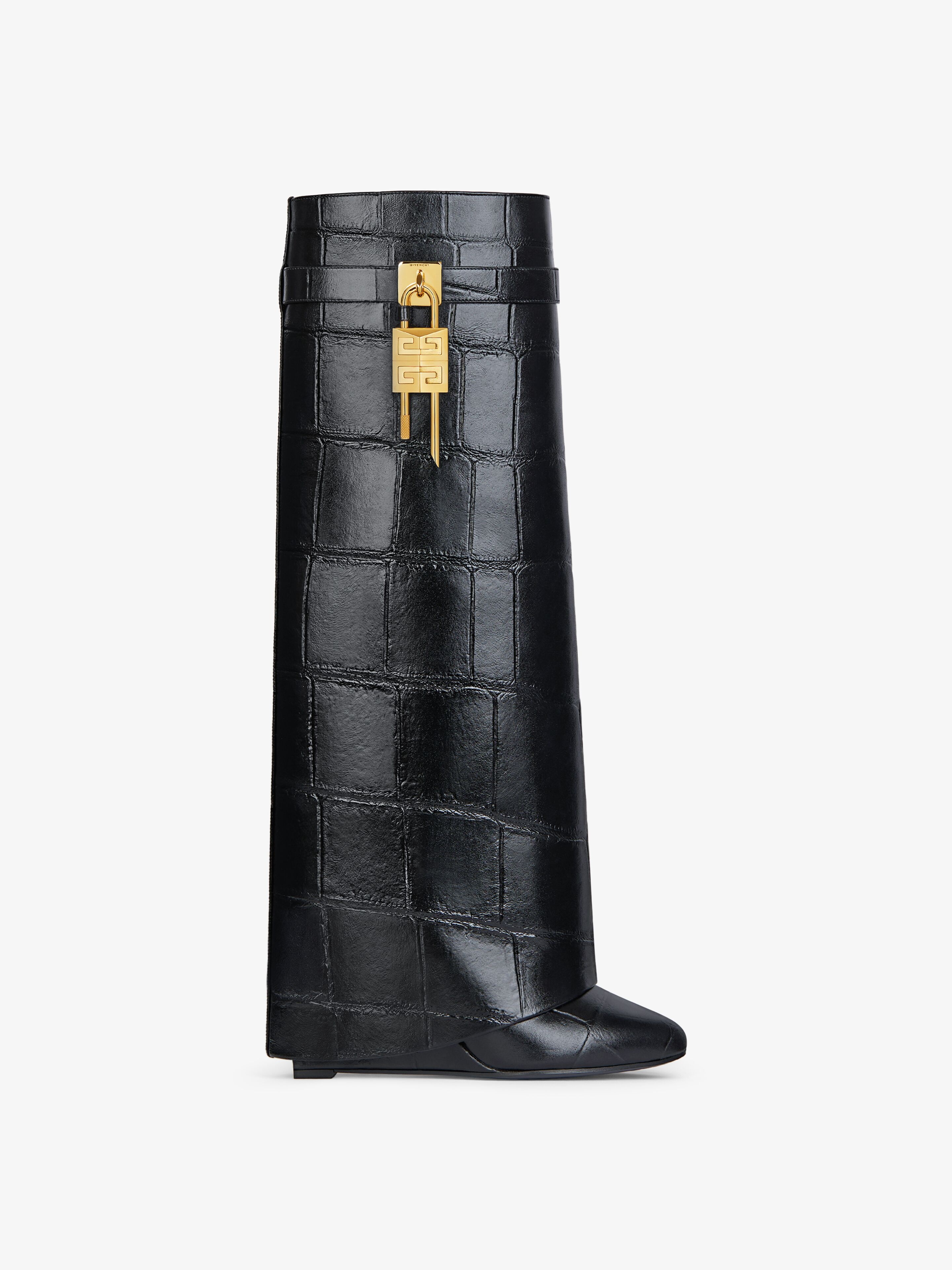 SHARK LOCK BOOTS IN CROCODILE EFFECT LEATHER - 1