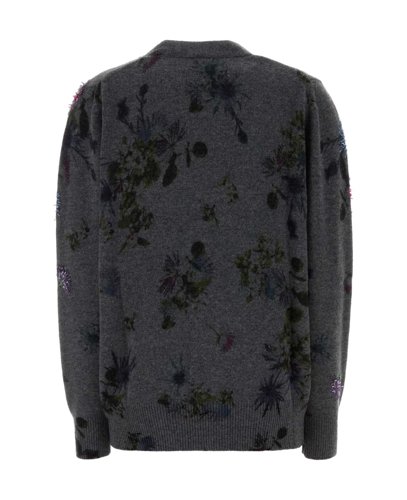 Printed Wool Blend Oversize Cardigan - 2