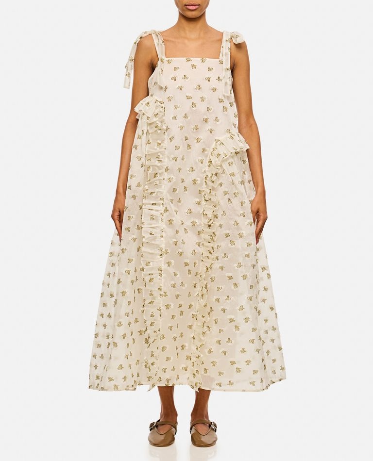 【Cecilie Bahnsen 】ALGA DRESS ALGA | DRESS KADO FIL-COUPÉ WHITE/OLIVE