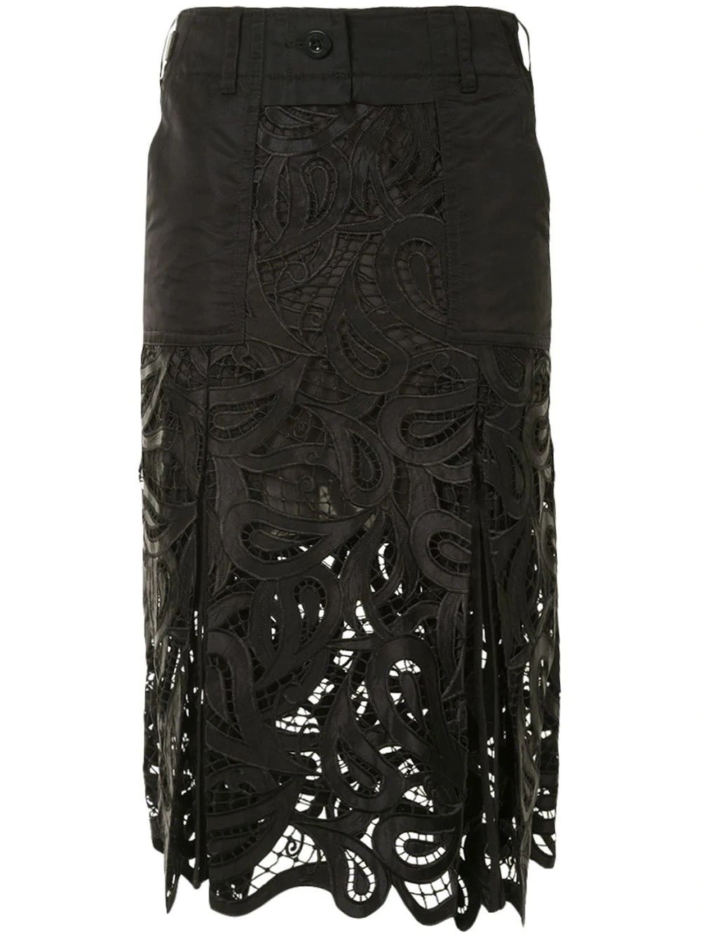 lace-panelled midi skirt - 1