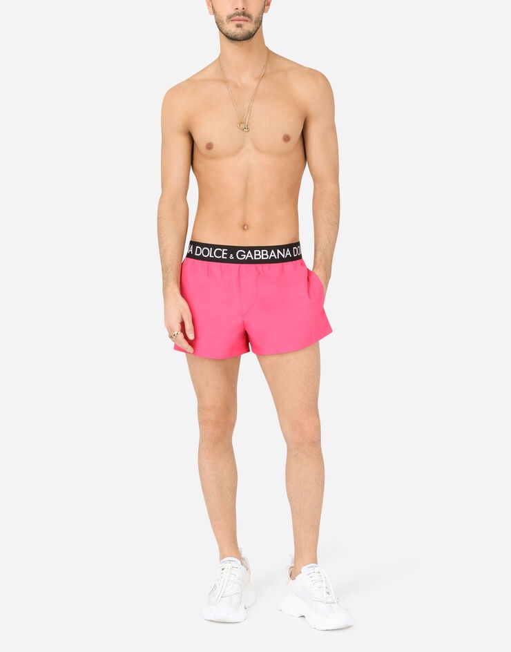 Short swim trunks with branded stretch waistband - 2