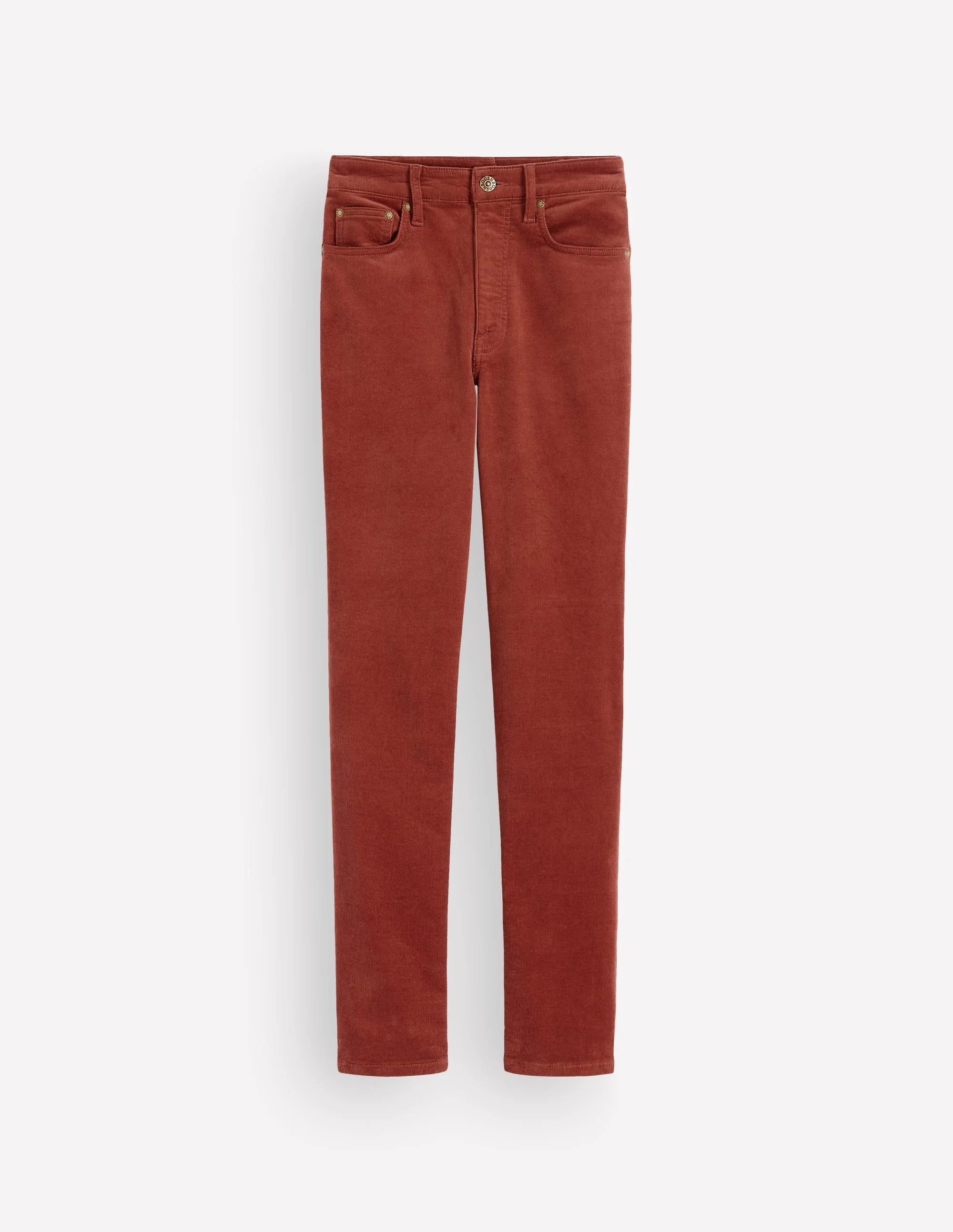 High Rise Cord Slim Jeans-Burnt Henna - 1