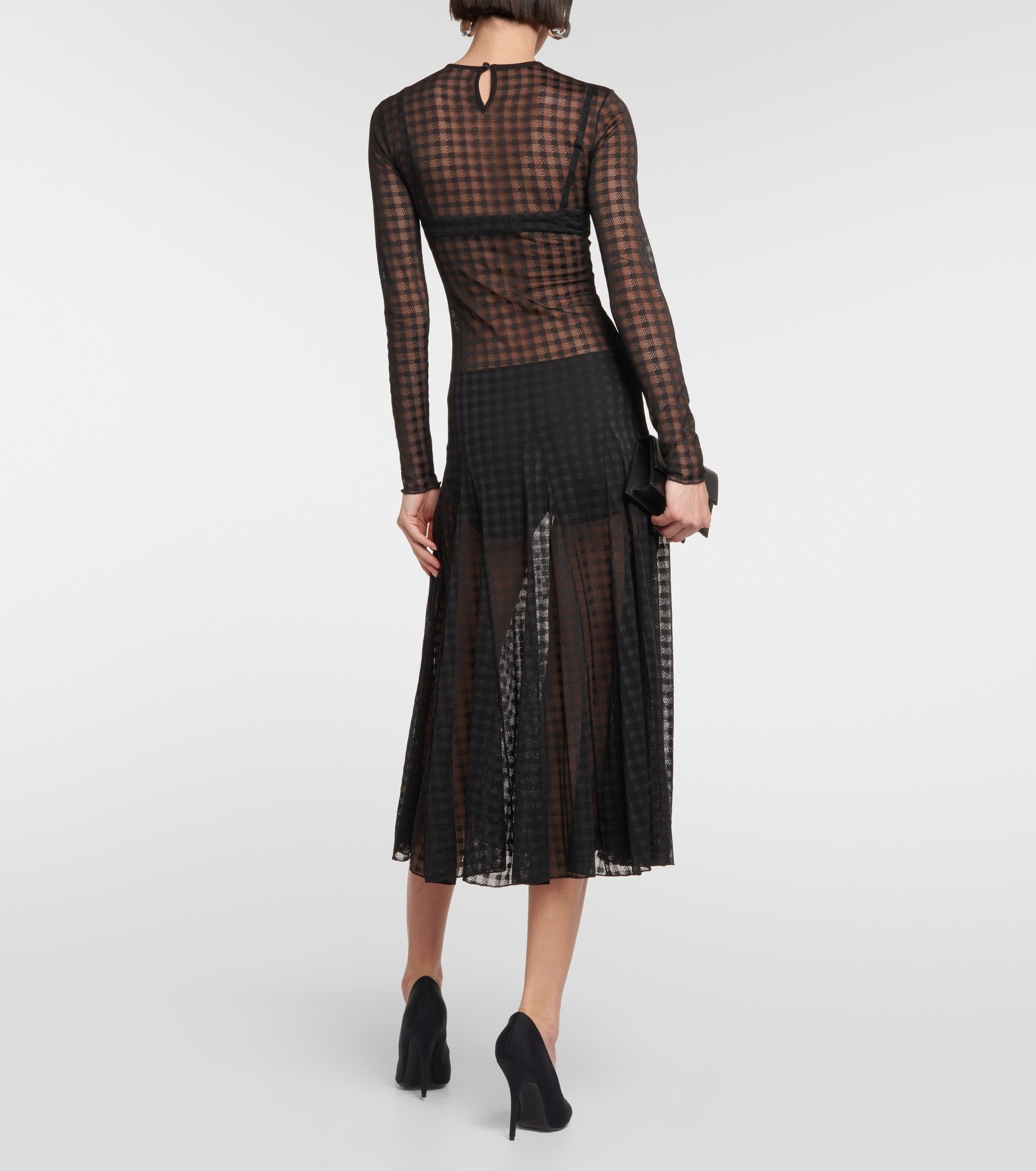 Gingham lace midi dress - 3