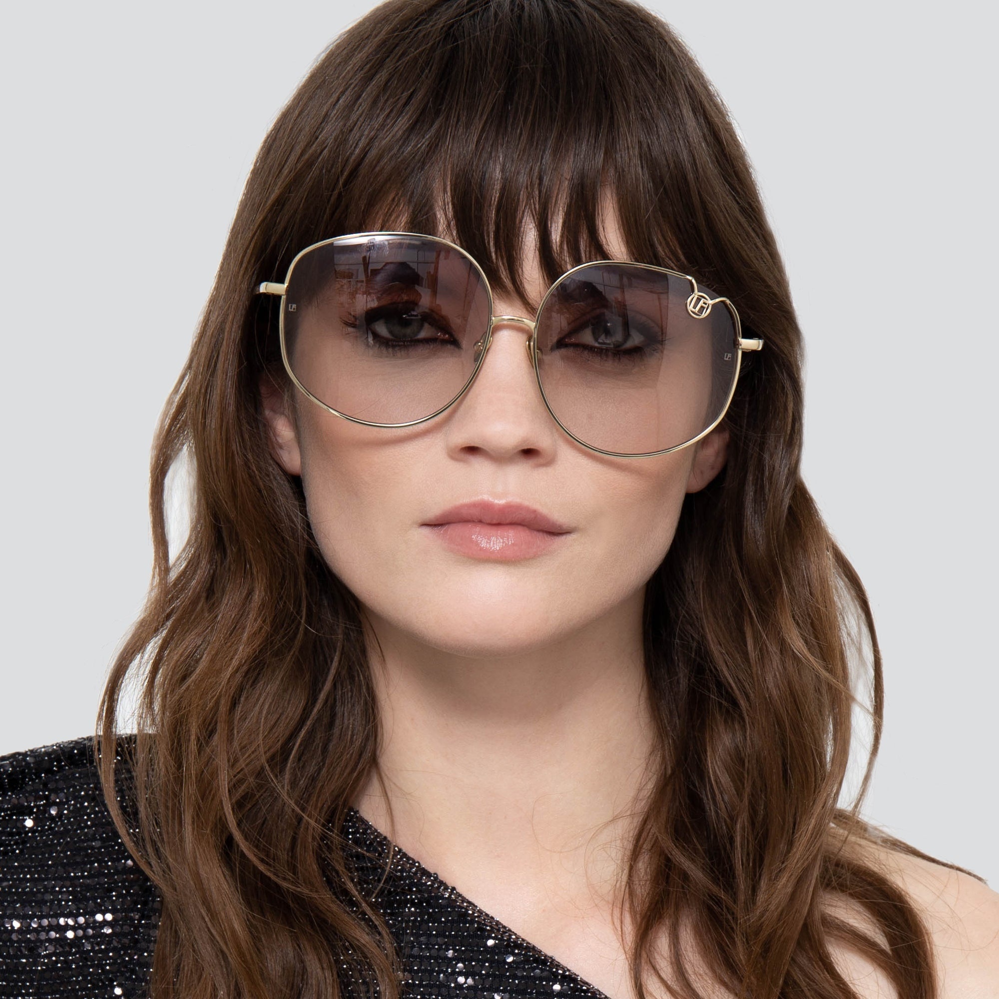 MARISA OVERSIZED SUNGLASSES IN YELLOW GOLD AND GREEN - 5