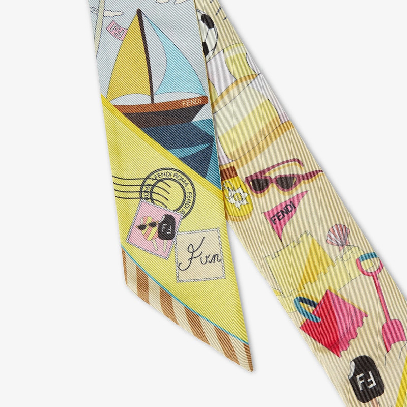 FENDI Wrappy Multicolor silk narrow scarf outlook