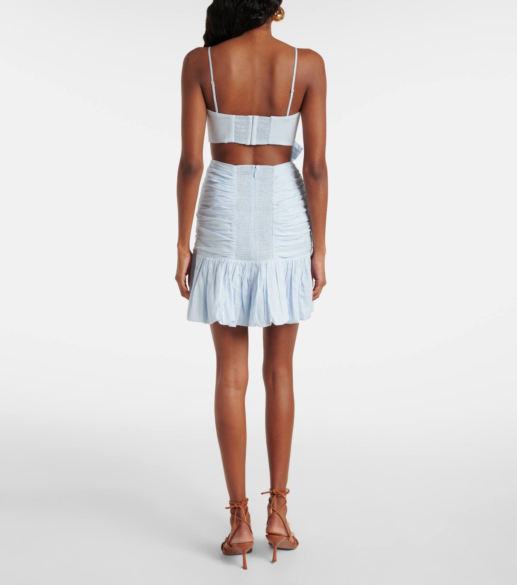 Rhiannon bow-detail cotton minidress - 3