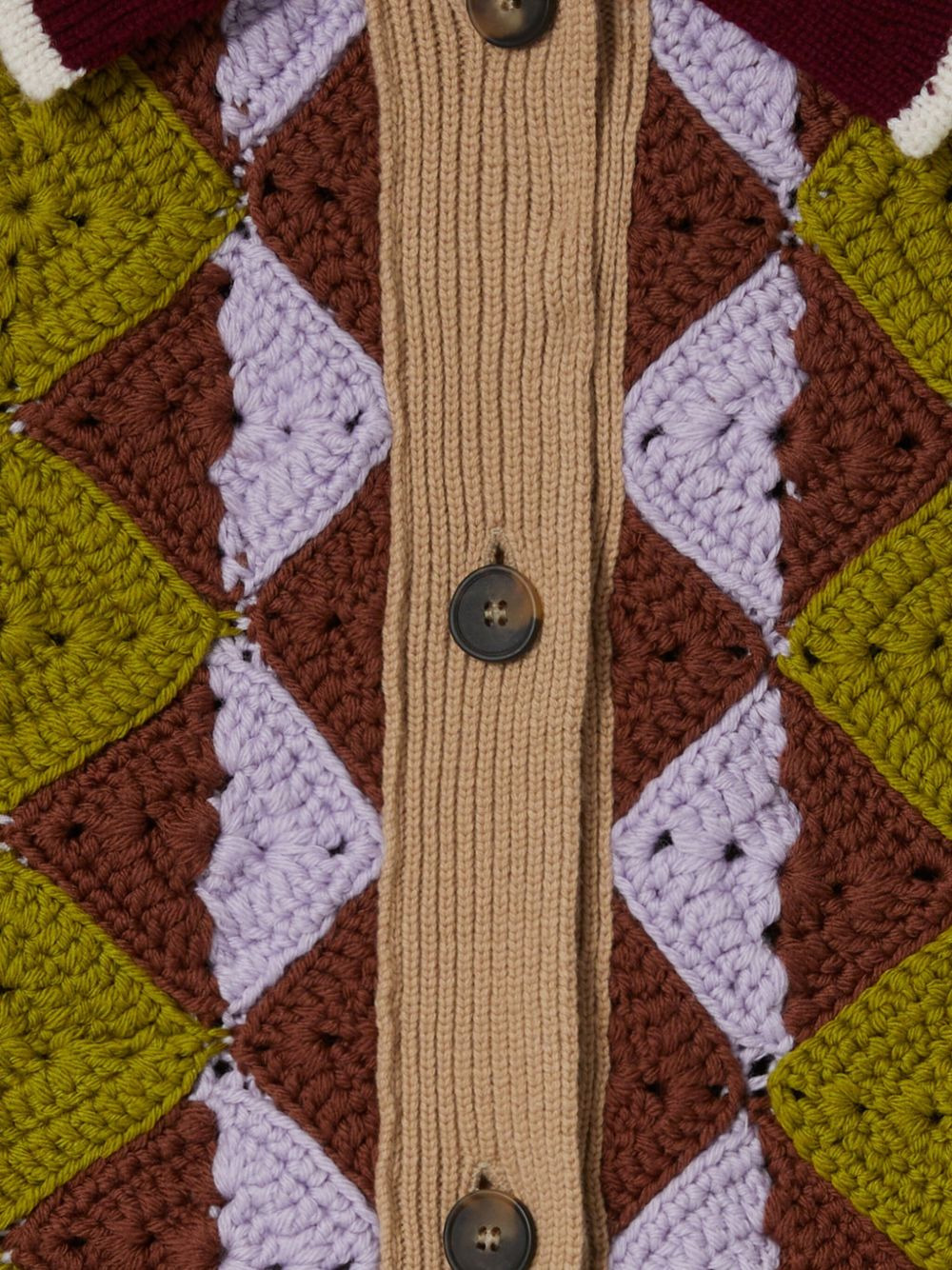 crochet-panel button-fastening cardigan - 4
