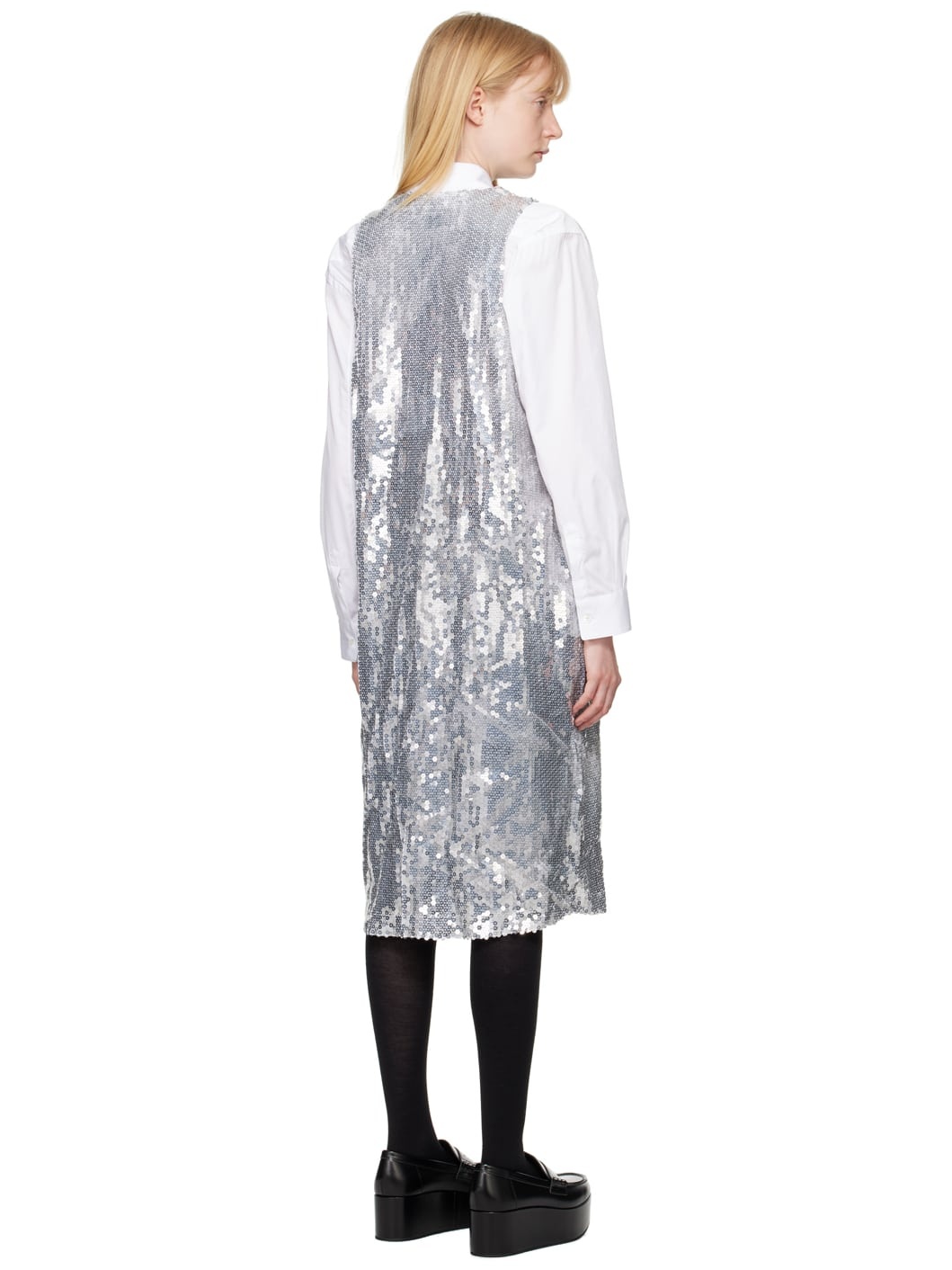Silver Sequin Midi Dress - 3