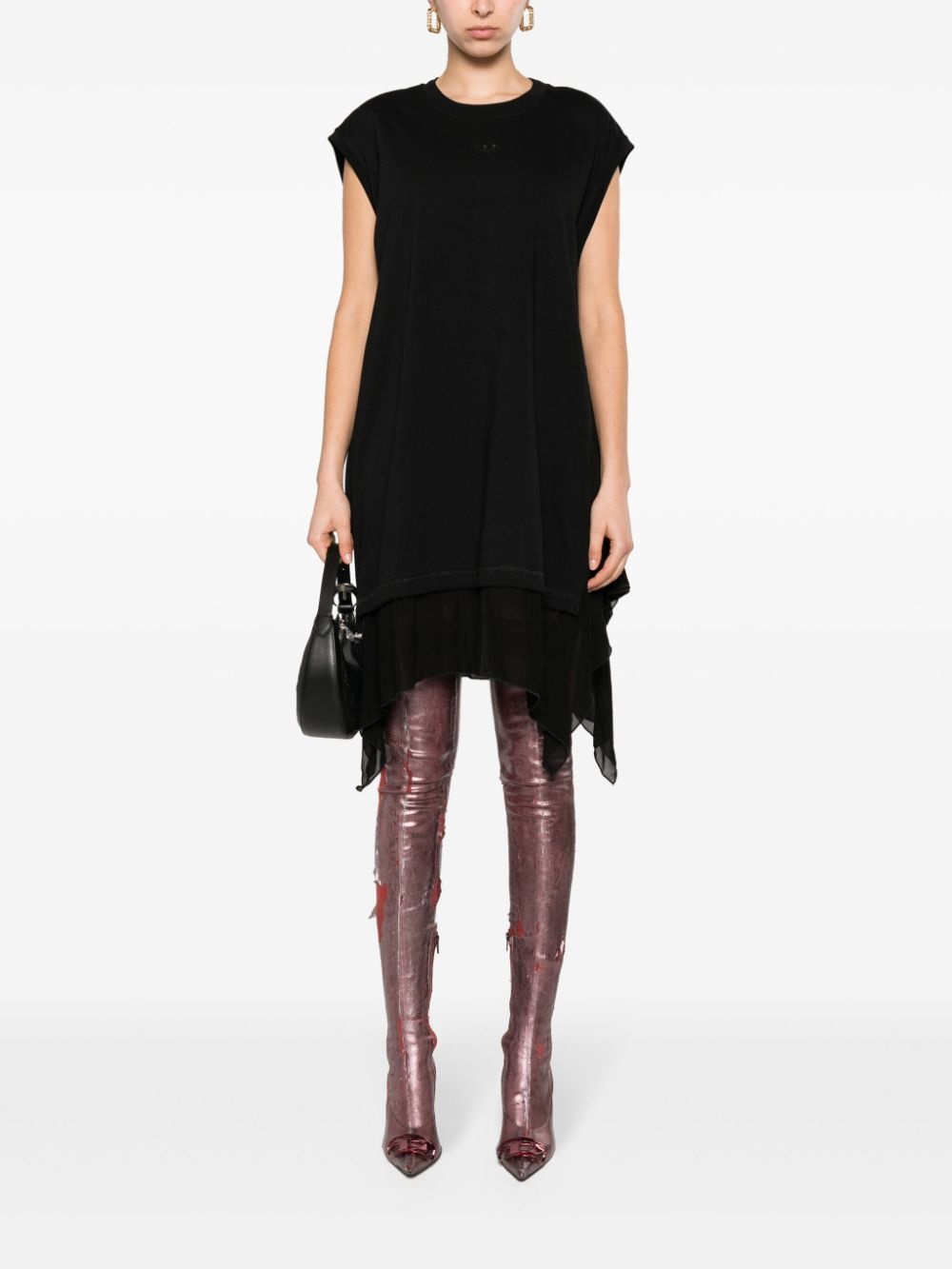 asymmetric cotton T-shirt dress - 2