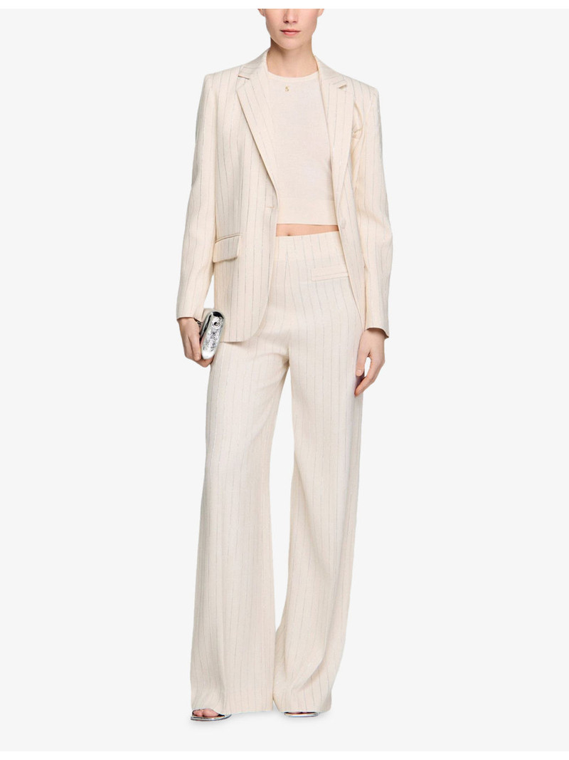 Sandro Striped Straight-Leg Woven Trousers outlook