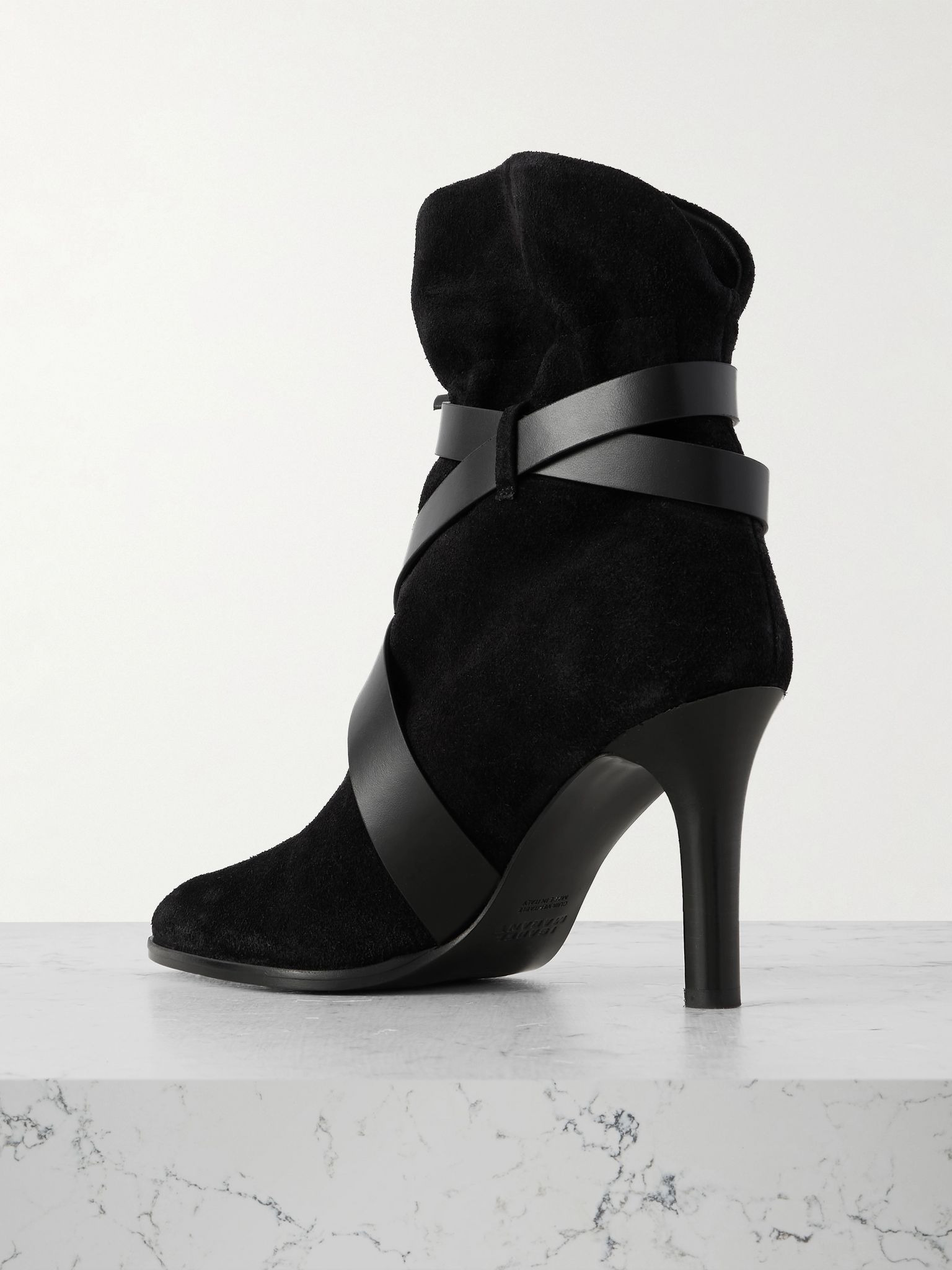 Atiny tasseled leather-trimmed suede ankle boots Black - 3
