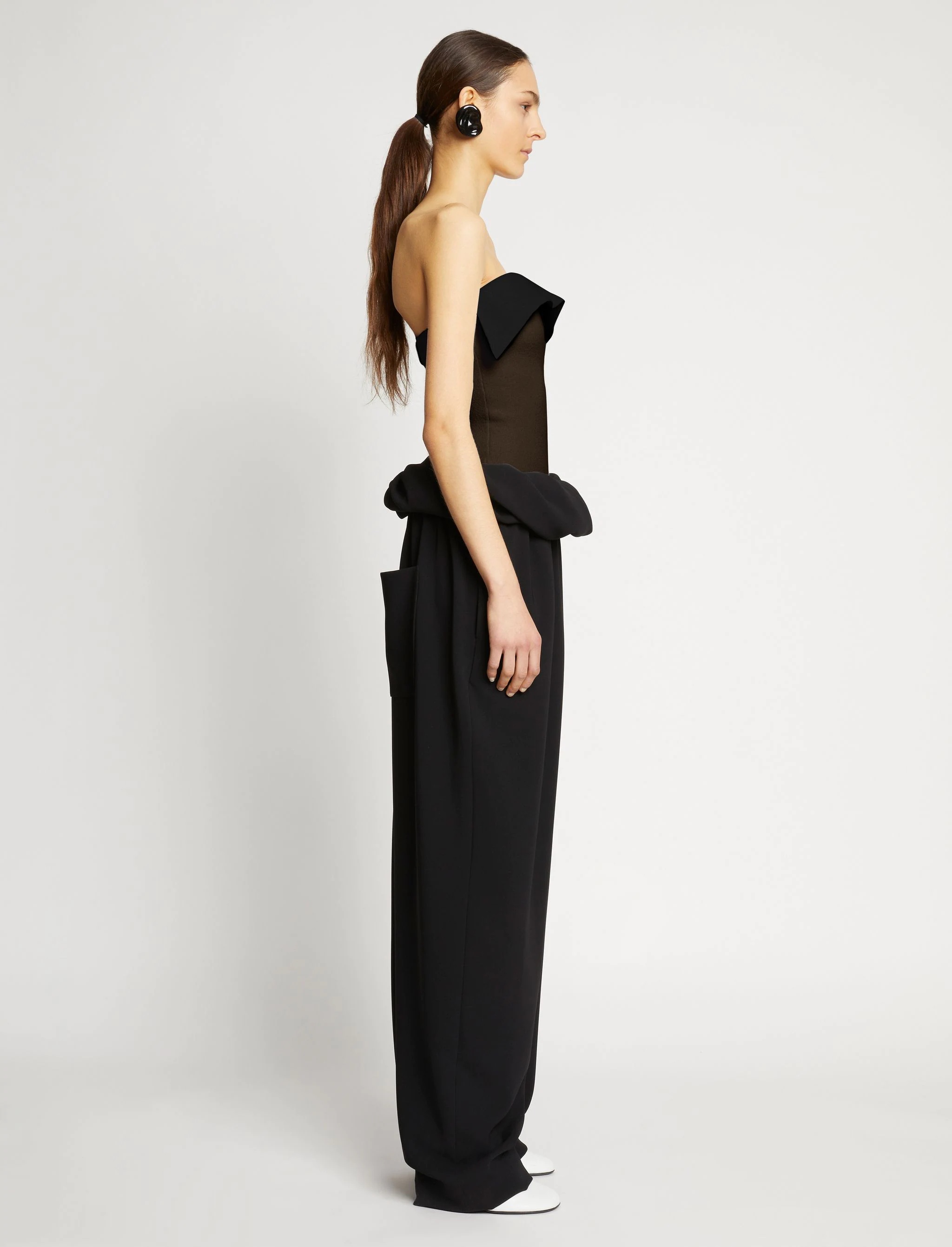 two-tone strapless knitted top - 4