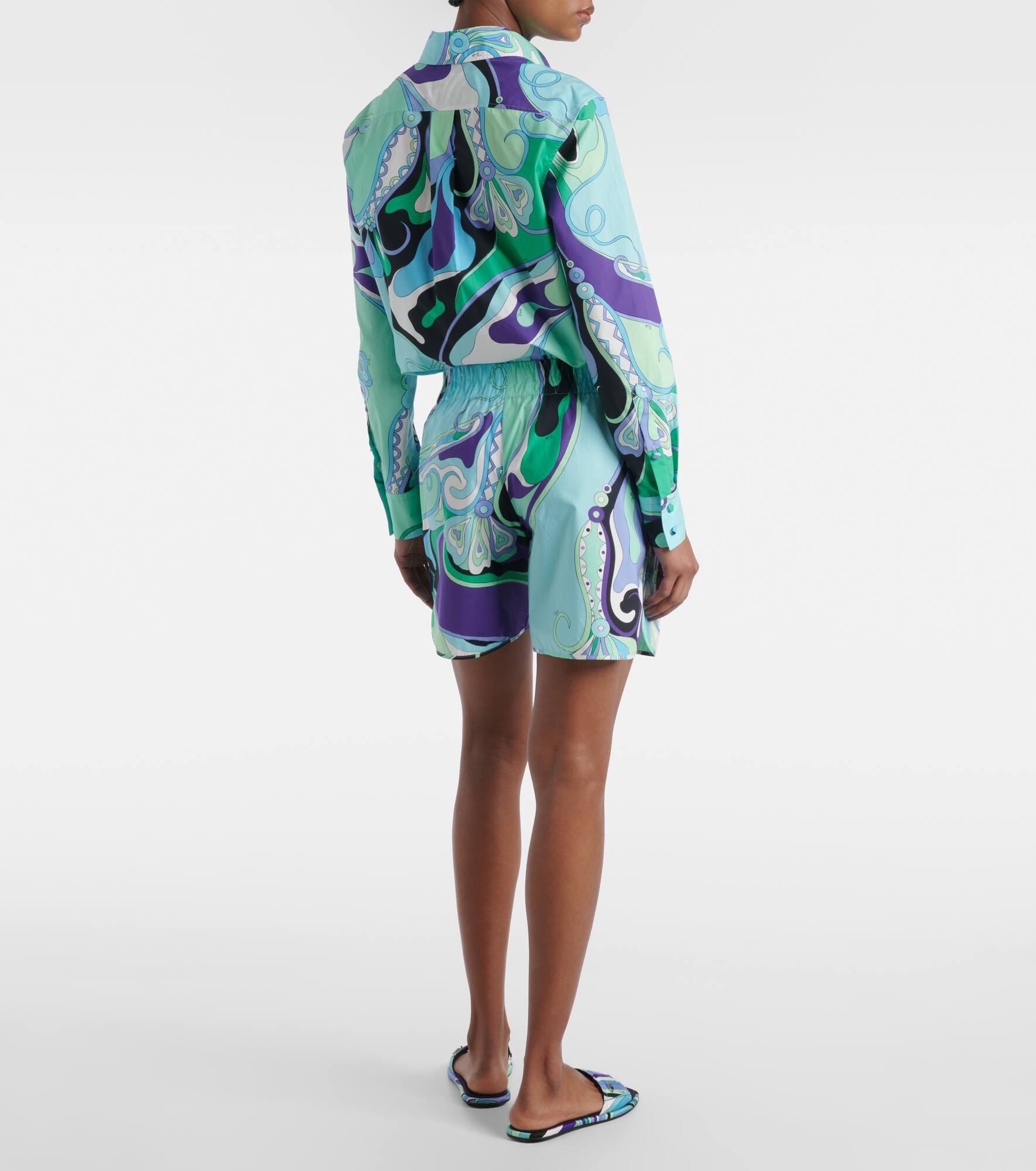 Orchidee printed cotton high-rise shorts - 3