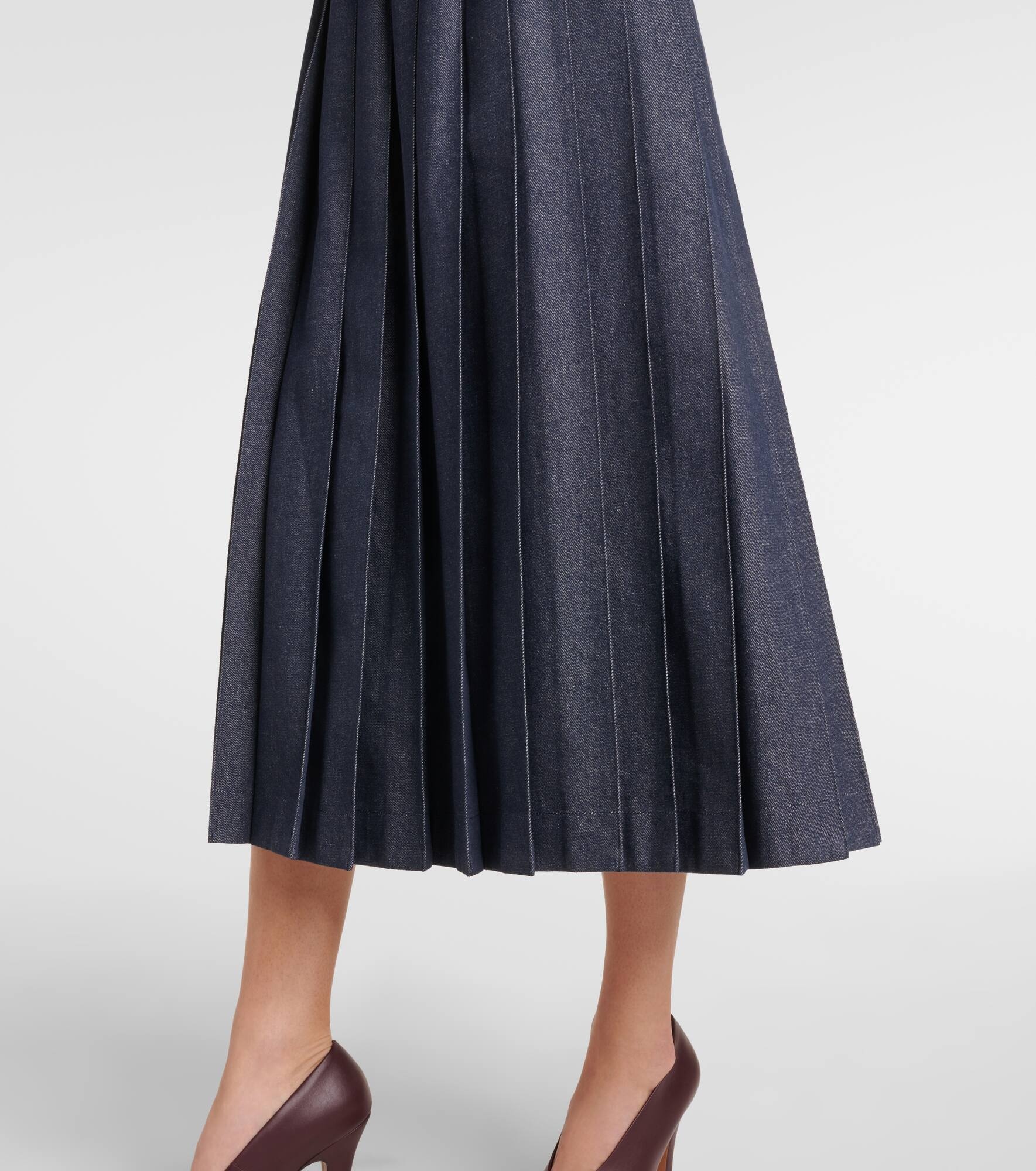 Vale pleated denim midi skirt - 5