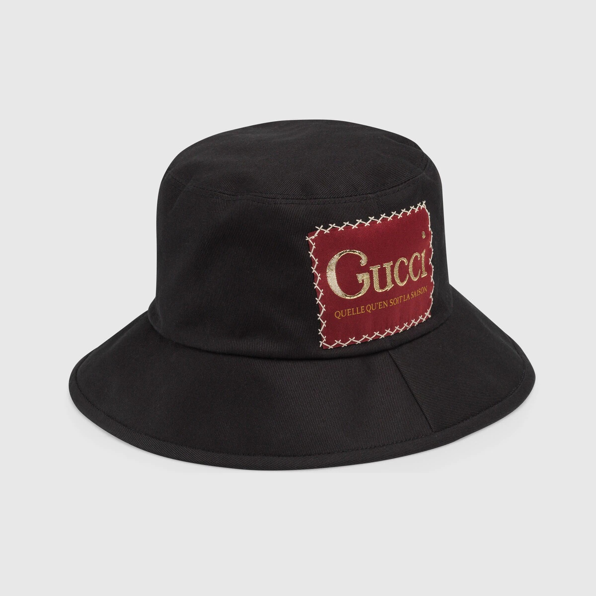 Cotton bucket hat with Gucci label - 1