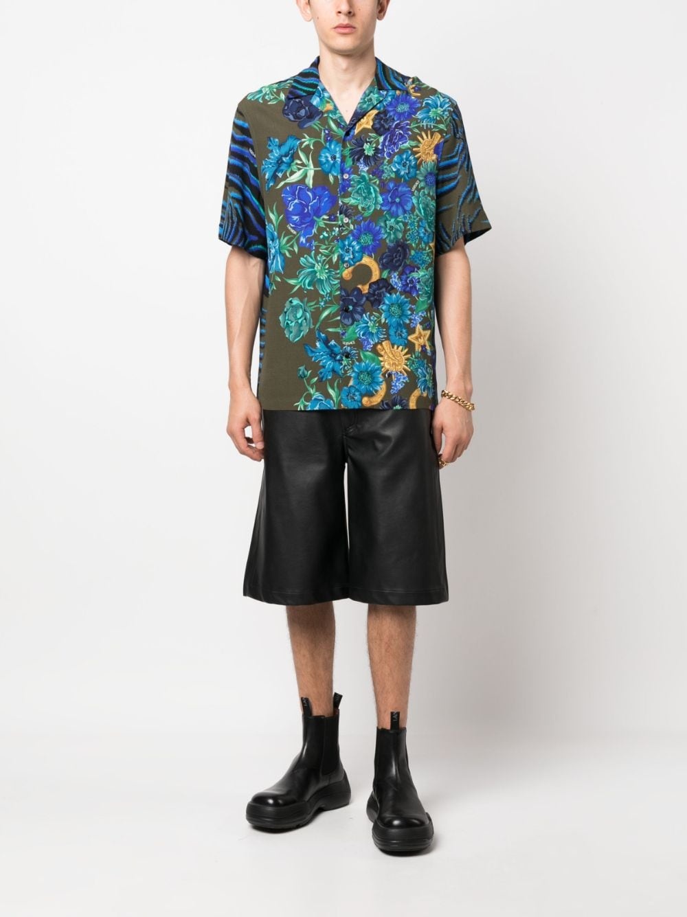 Versace Men's Wildflower Tiger-Print Camp Shirt