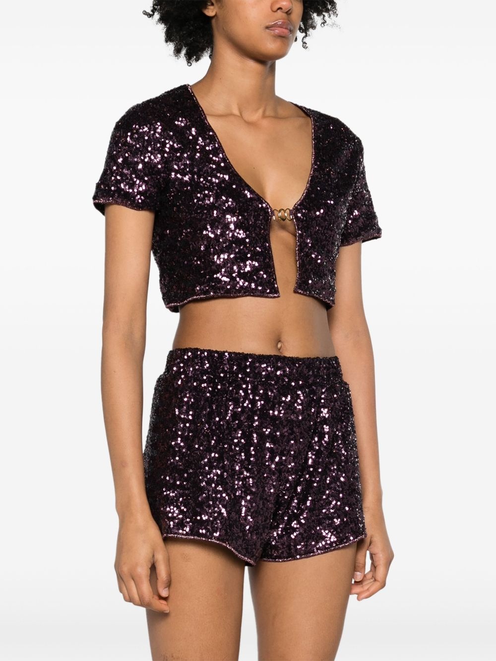 sequinned cropped cardigan - 3