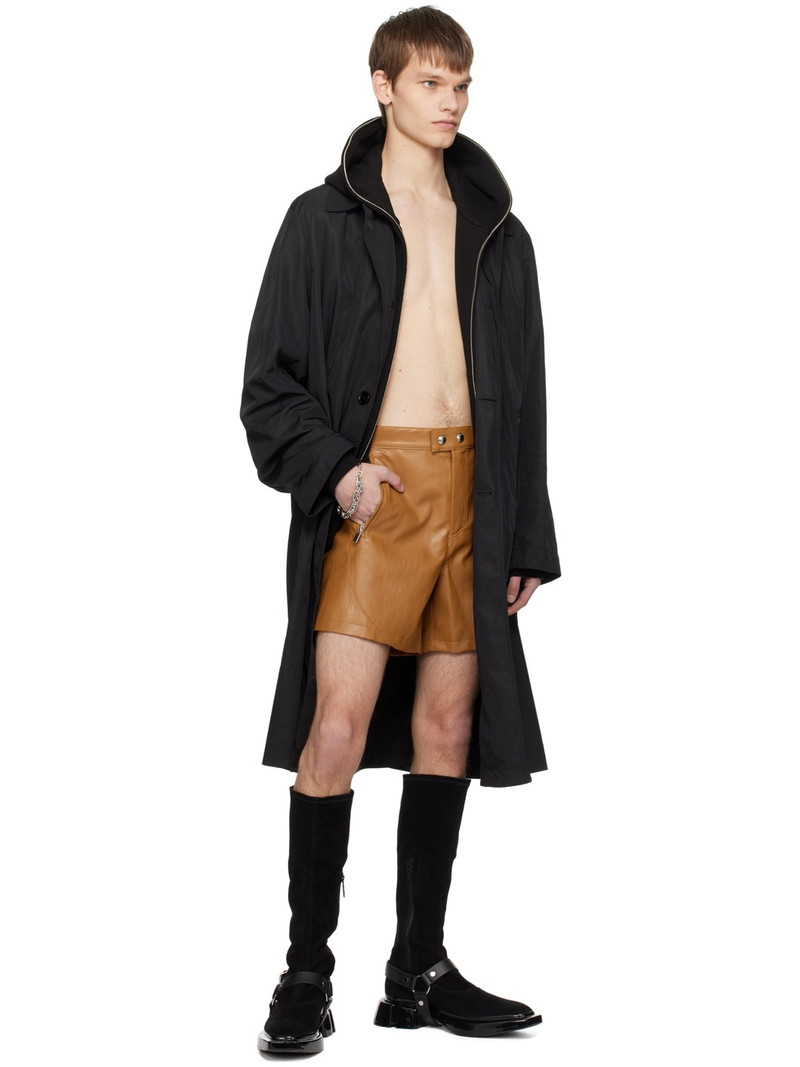 SYSTEM Tan Cinch Strap Faux-Leather Shorts outlook