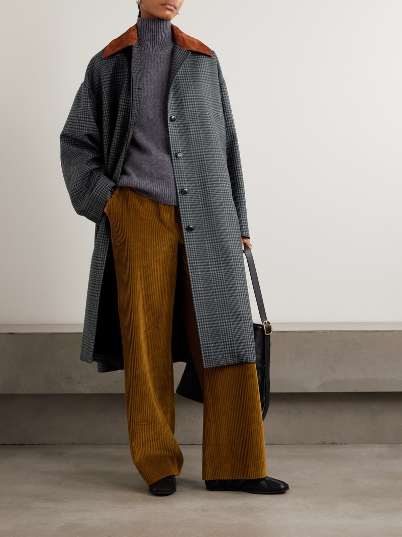RÓHE Suede-trimmed Checked Wool Coat outlook