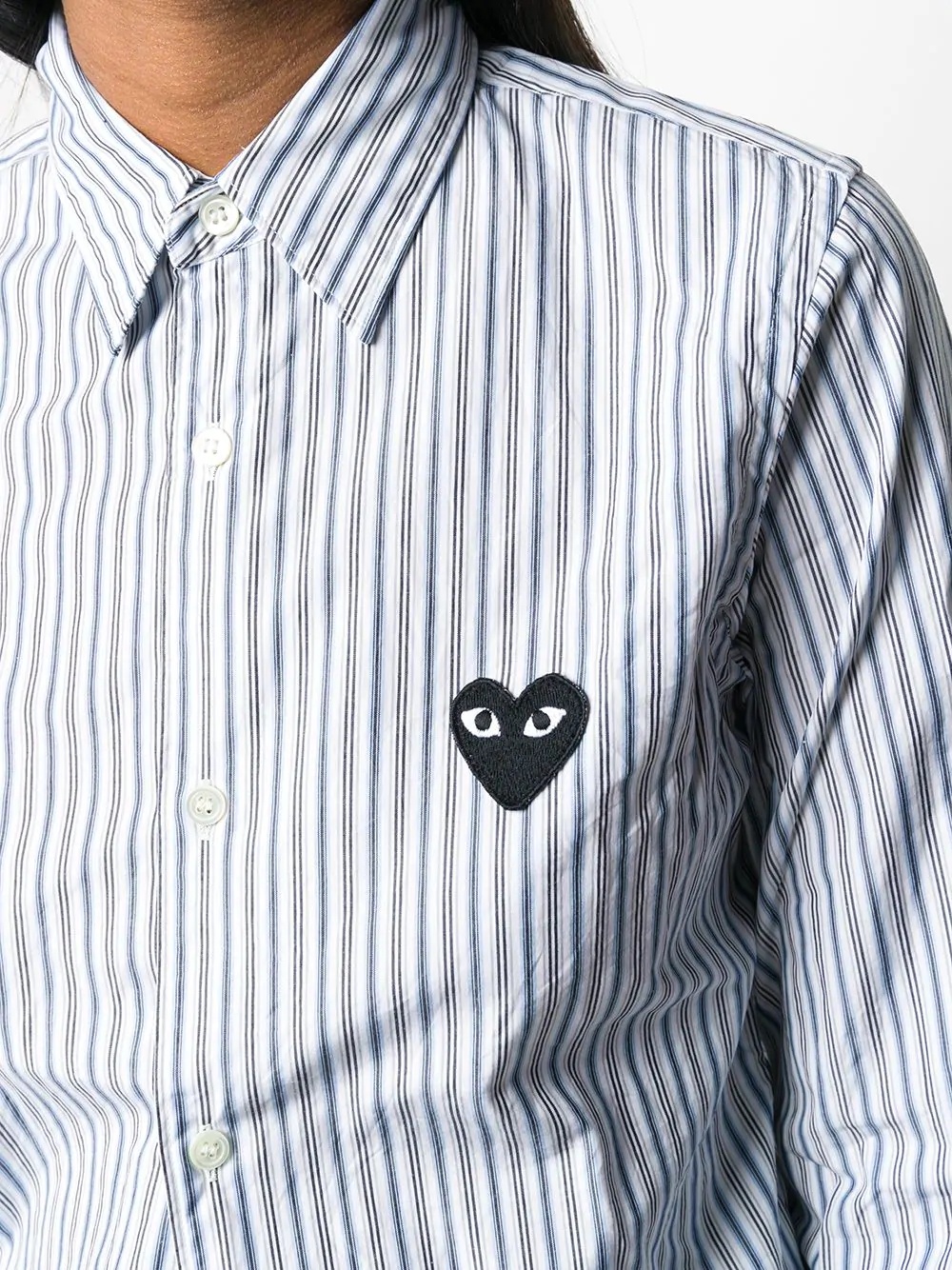 heart-patch striped shirt - 5