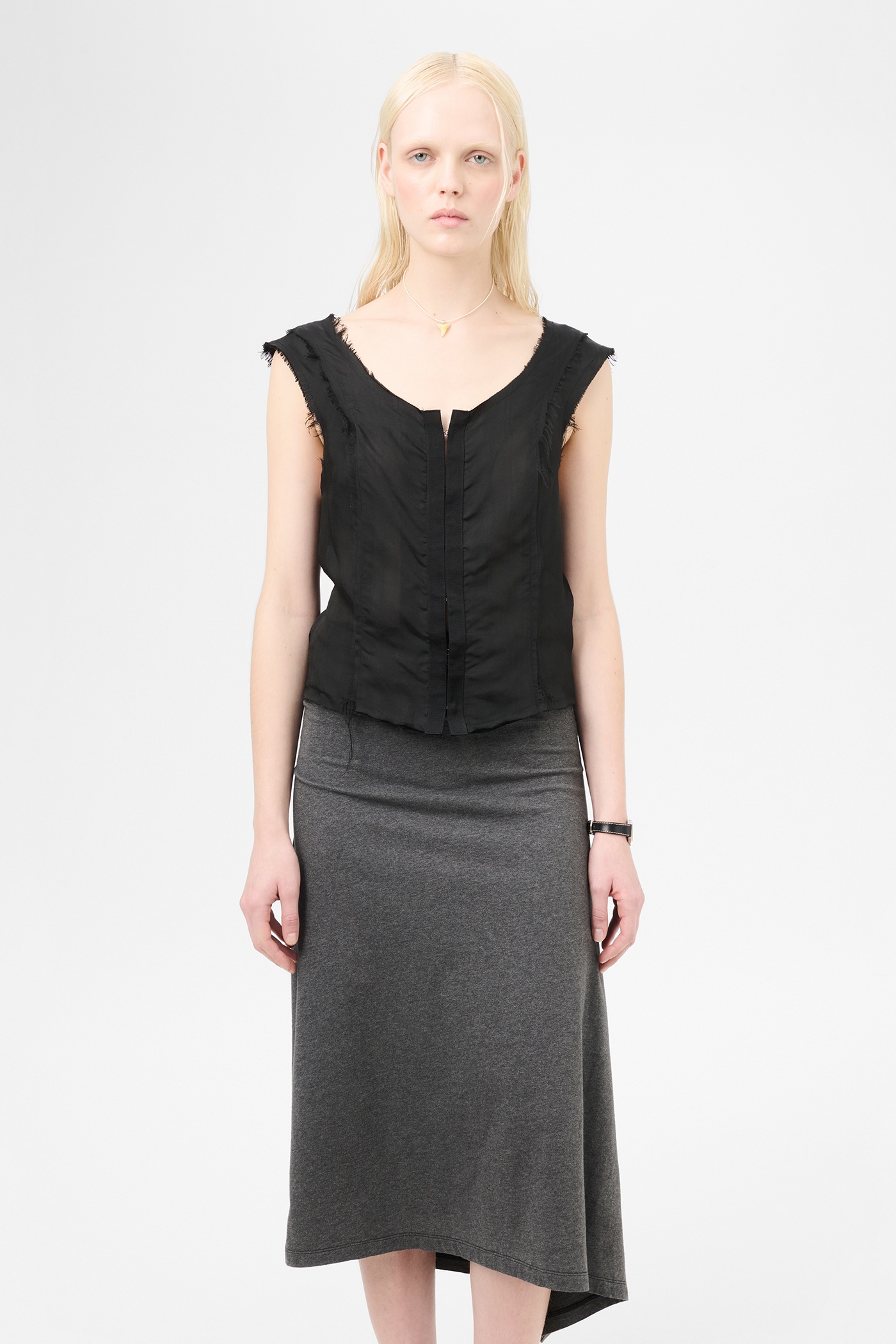 Frail Vest Noir Stripe Sheer Viscose Silk - 3