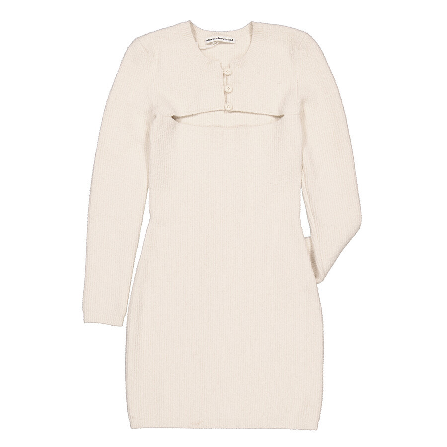 T by Alexander Wang Ladies Vanilla Ice Boucle Cut-Out Knitted Minidress - 5