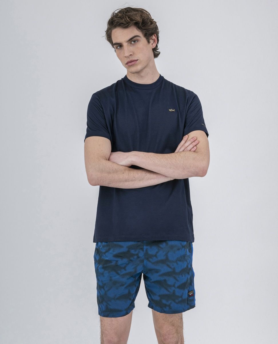 Organic Cotton T-Shirt With Gold Placquered Metallic Shark - 2