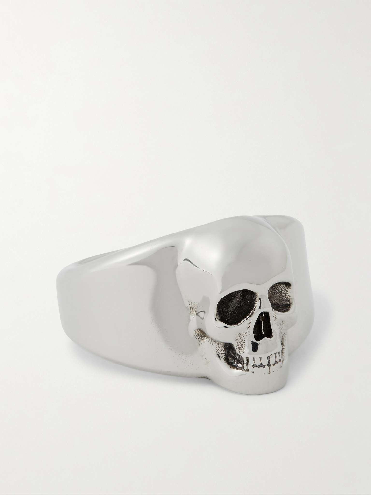 Skull Burnished Silver-Tone Signet Ring - 1