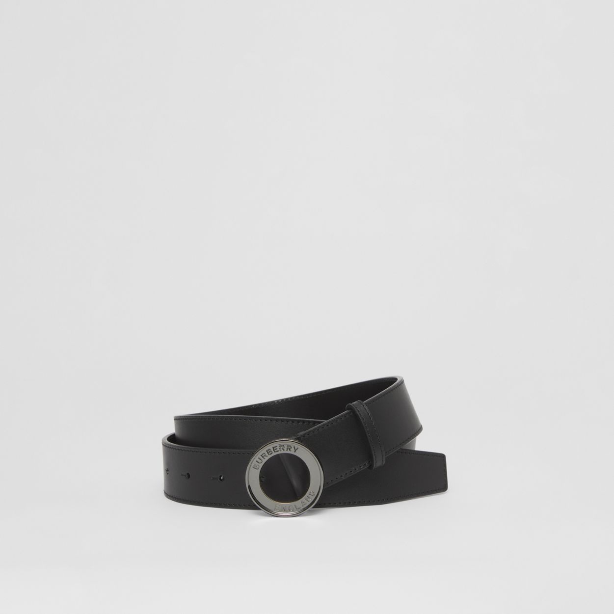 Engraved Buckle Leather Belt - 1