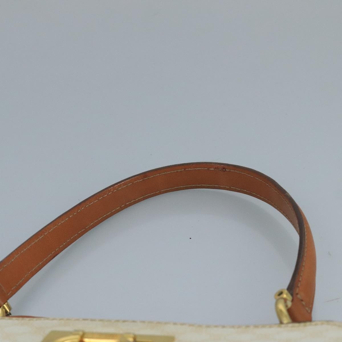 CELINE Macadam Canvas Hand Bag Pvc Leather White Gold - 8