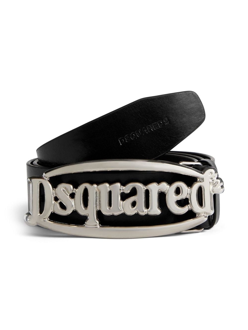 logo-buckle leather belt - 3