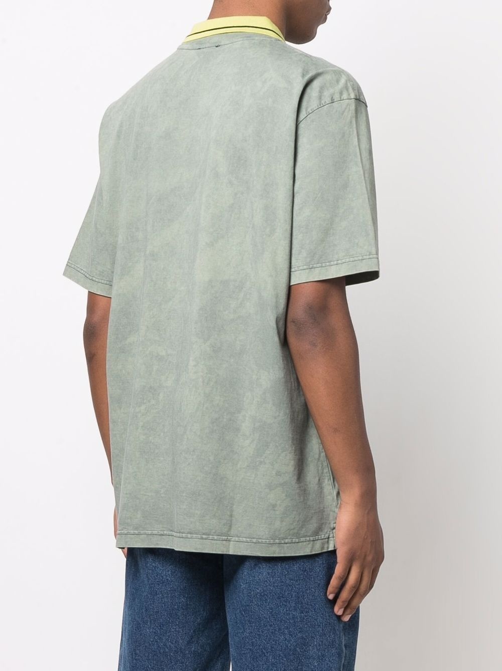 acid-wash polo collar T-shirt - 4