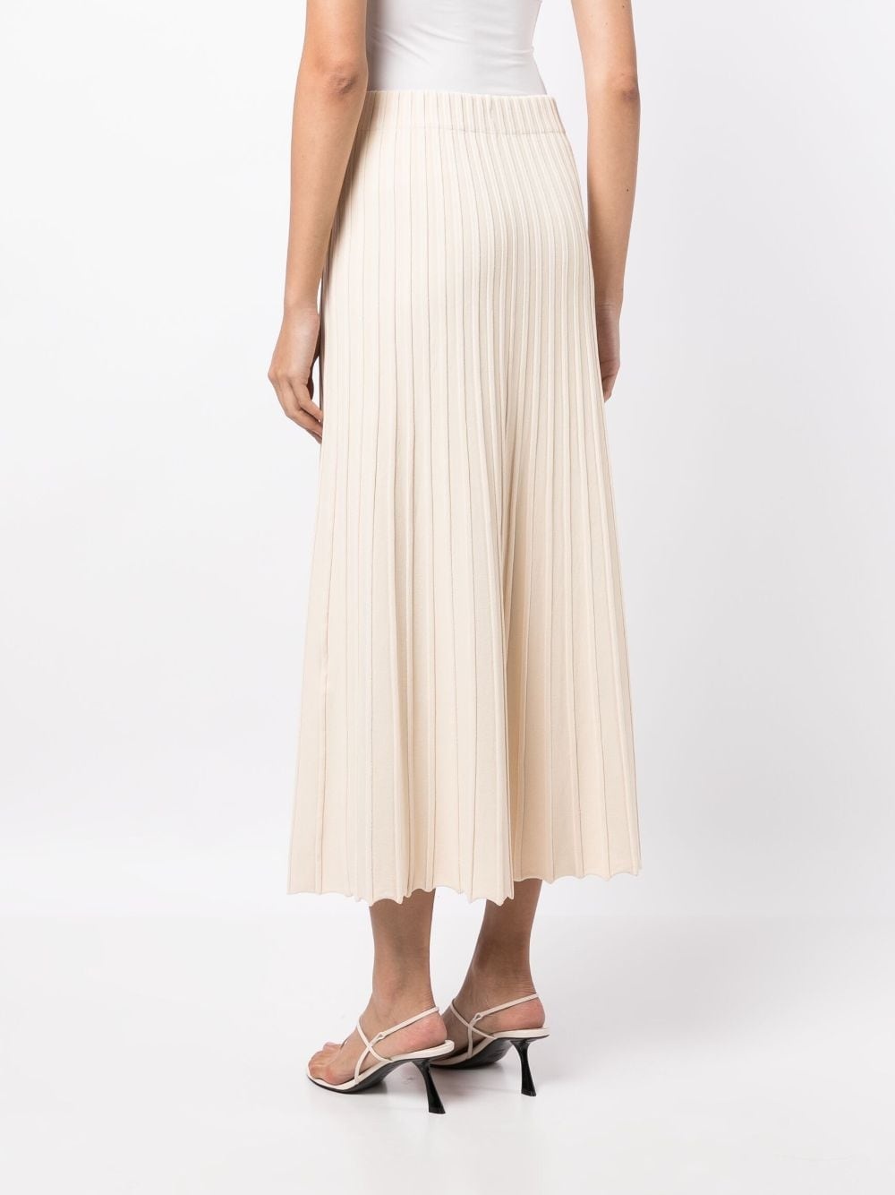 high-waisted pleated midi skirt - 4
