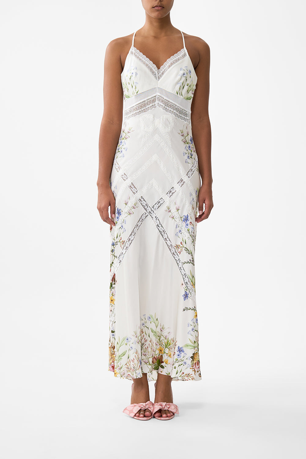 LACE SPLICE BIAS LONG DRESS - 2