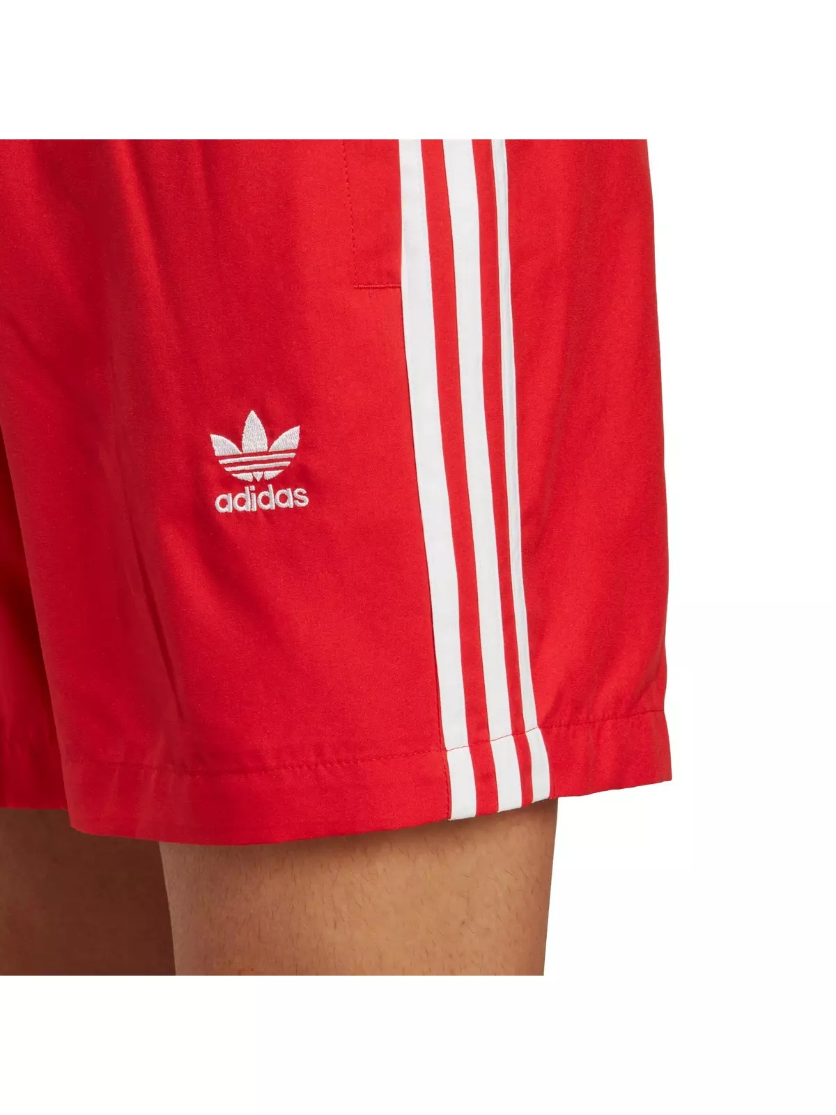 Men's Trefoil 3-Stripe Swim Shorts-Red/White - 3