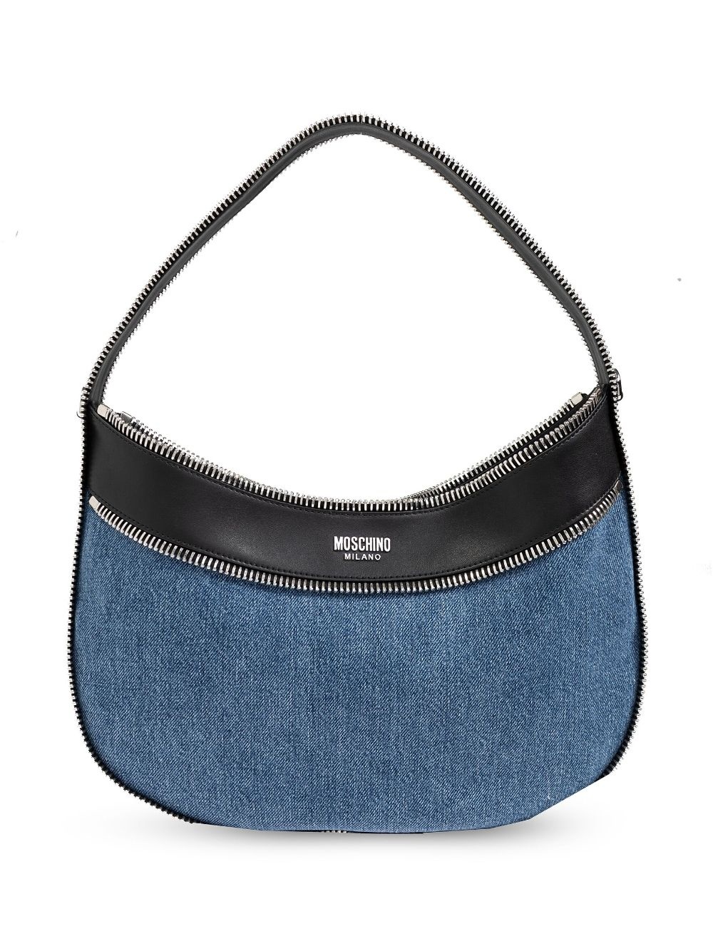 logo-plaque denim shoulder bag - 1