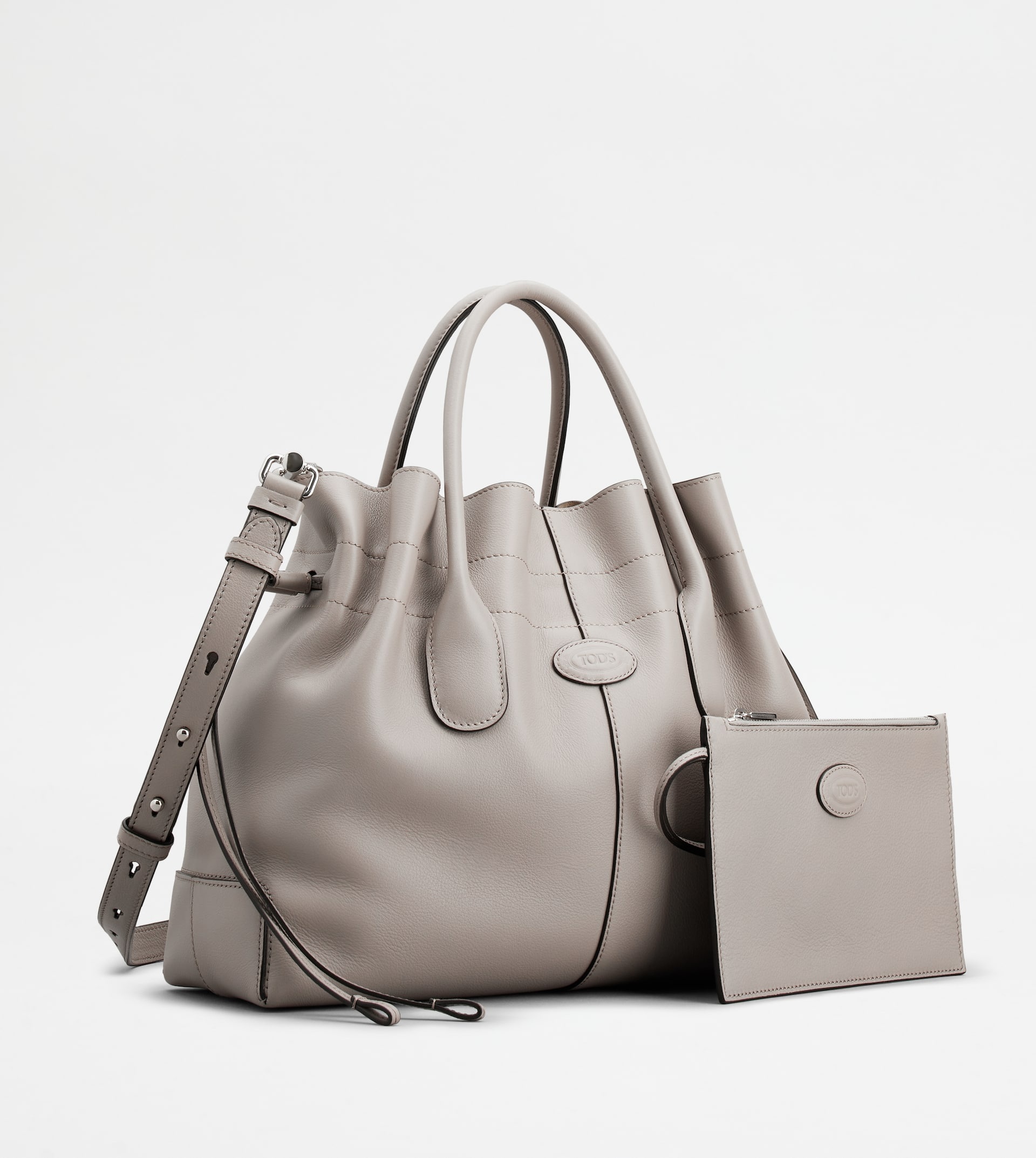TOD'S DI BAG IN LEATHER SMALL WITH DRAWSTRING - GREY - 2